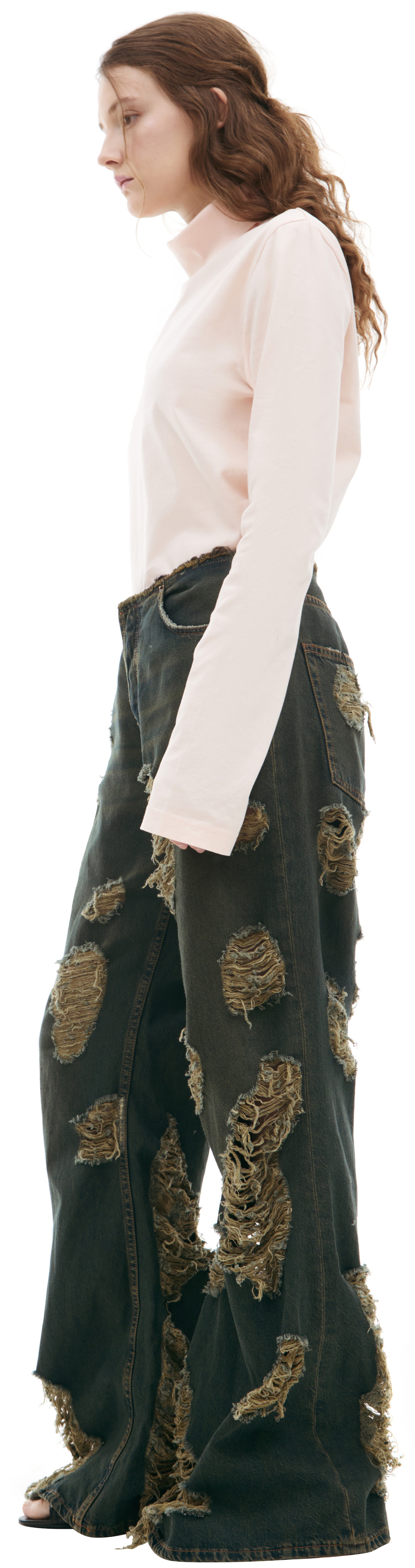 Acne Studios Рваные джинсы с эффектом потертости