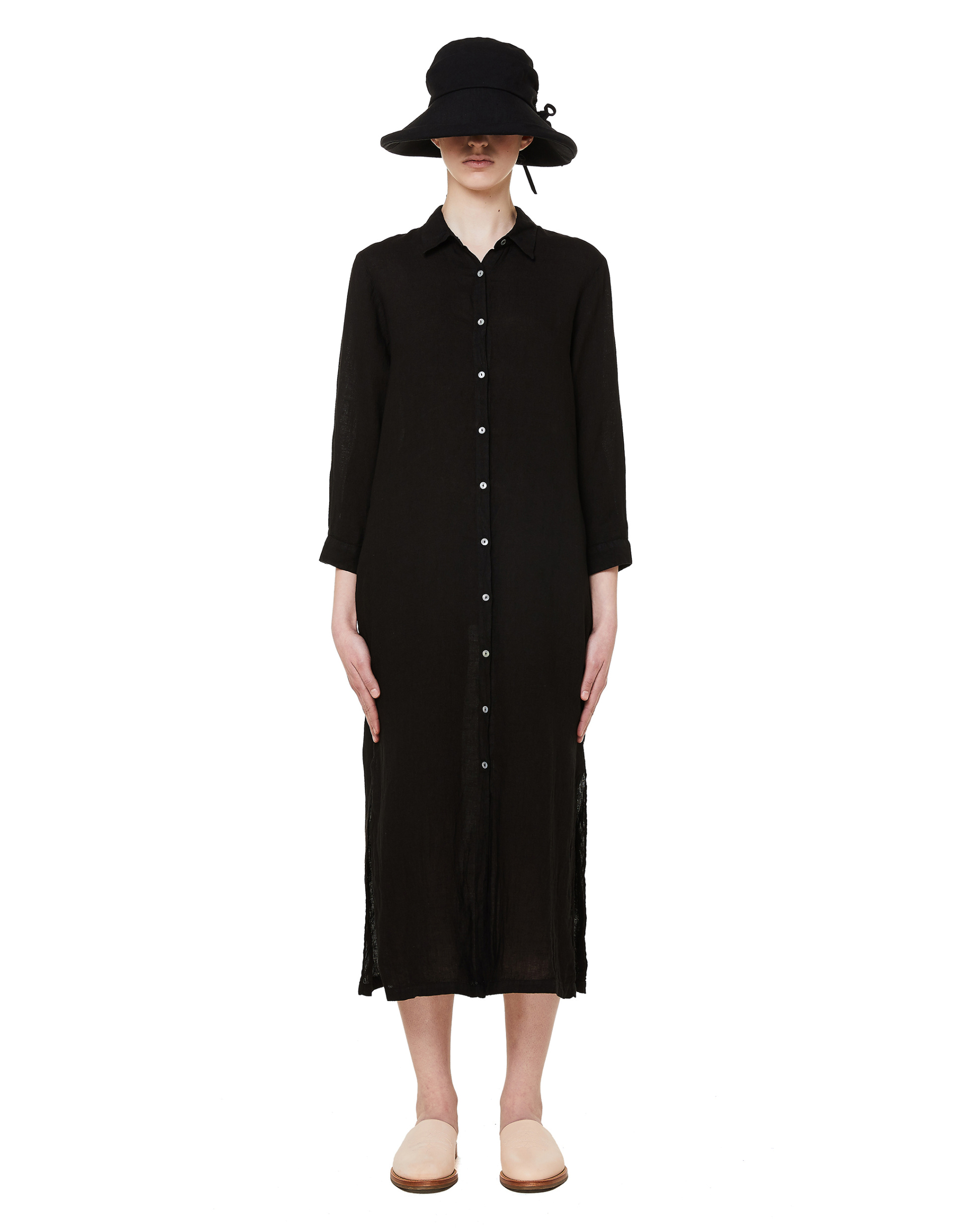 120% Lino Льняное платье-рубашка на пуговицах