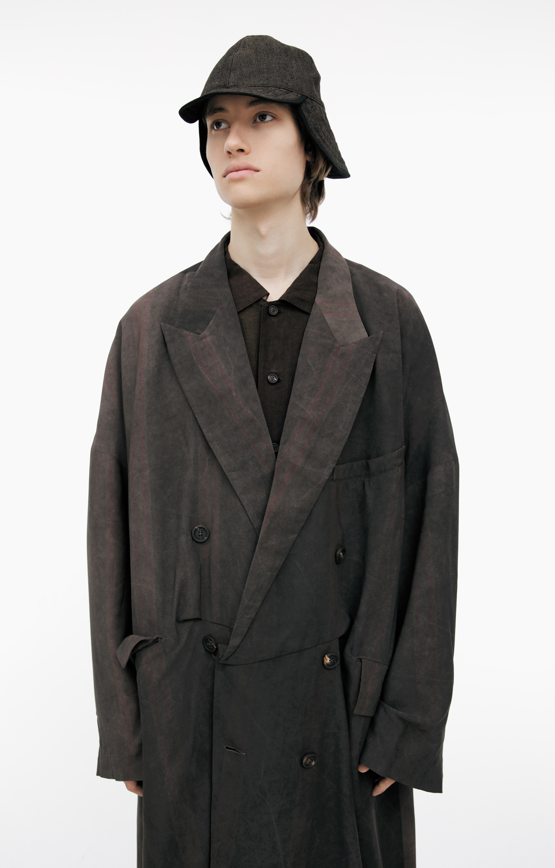 Ziggy Chen Двубортный тренч в полоску