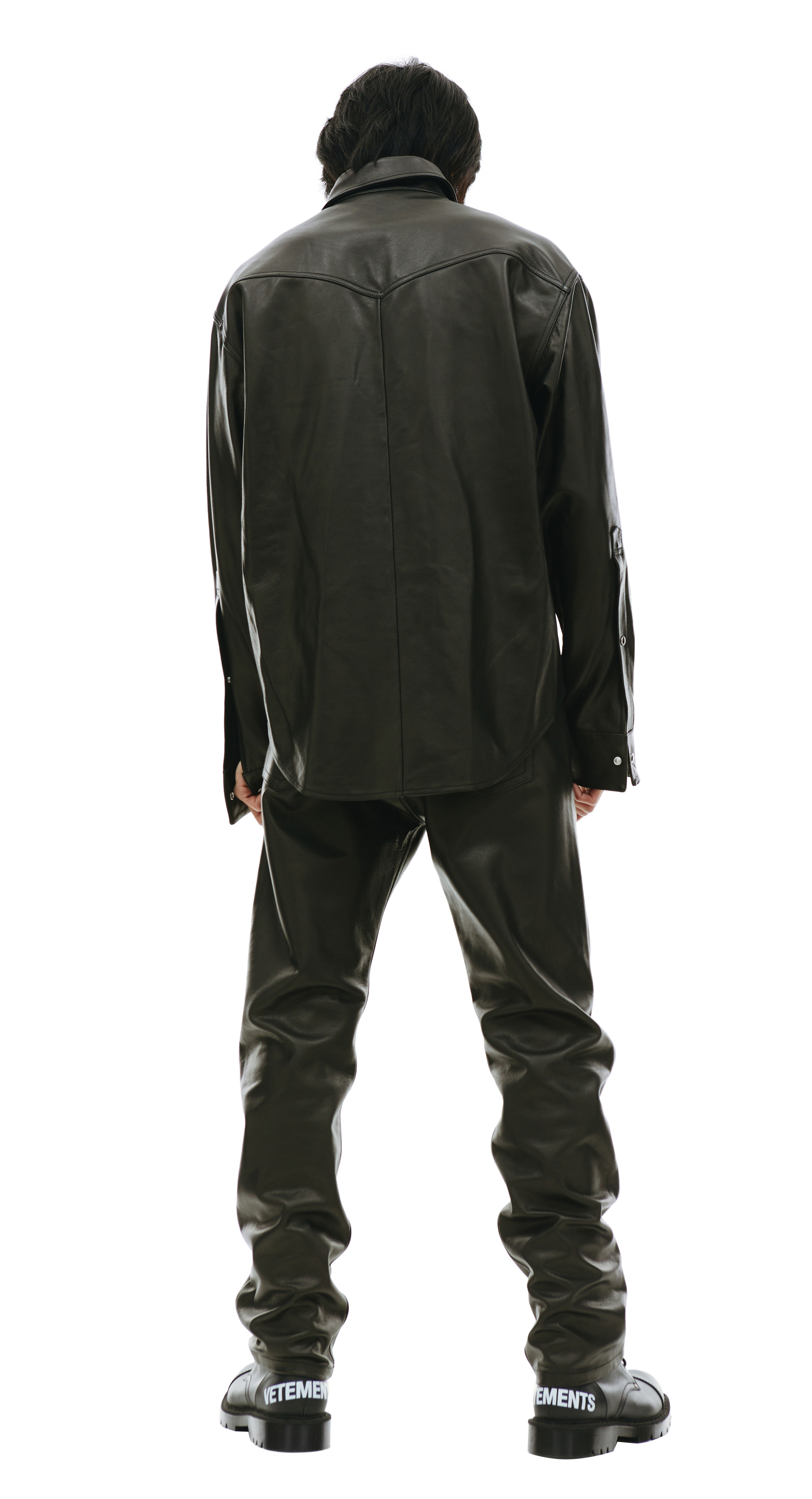 VTMNTS Кожаная рубашка с накладными карманами