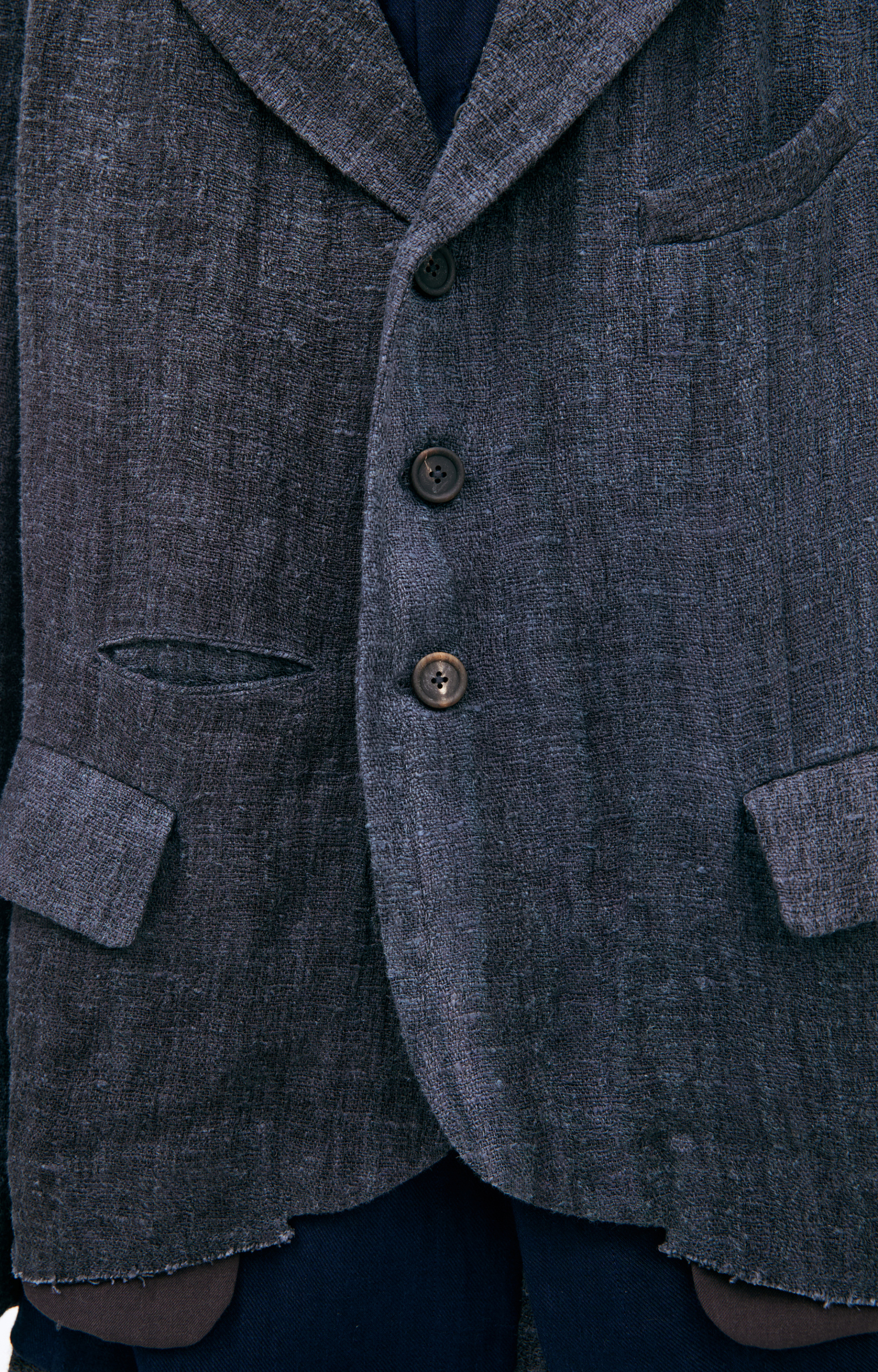 Ziggy Chen Пиджак-0M2520901 1-борт, 3 пуг, лен, голубо-серый