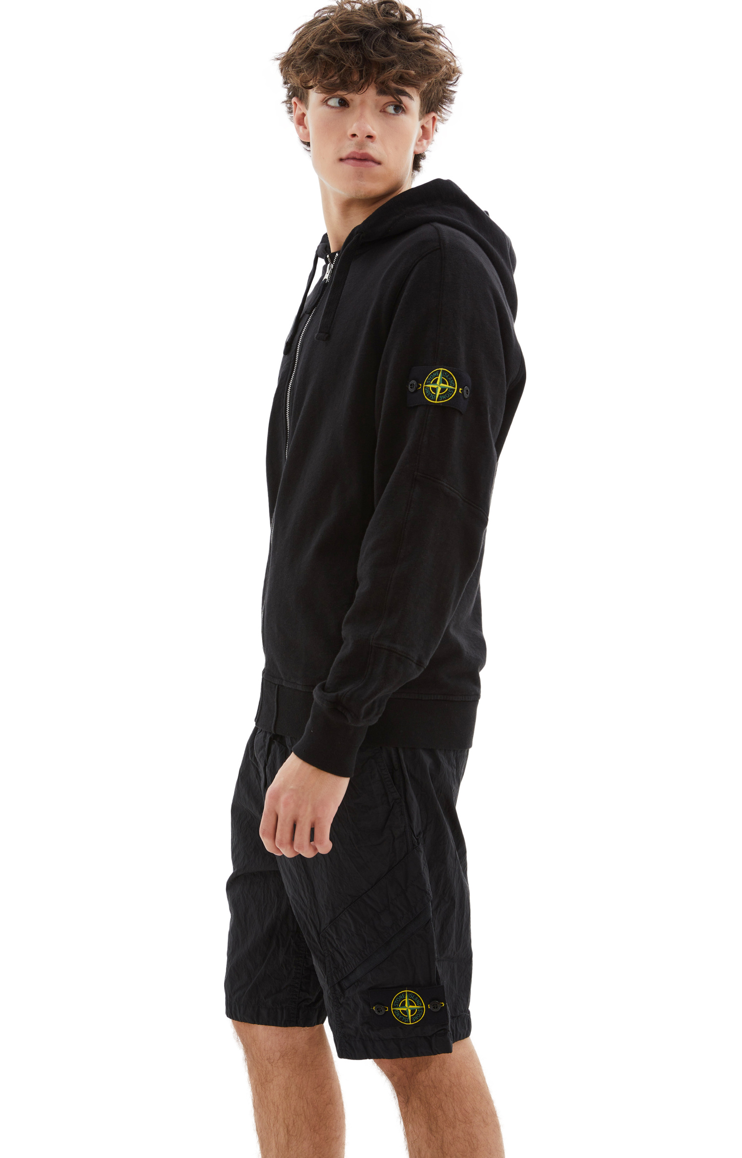 Stone Island Черное худи на молнии