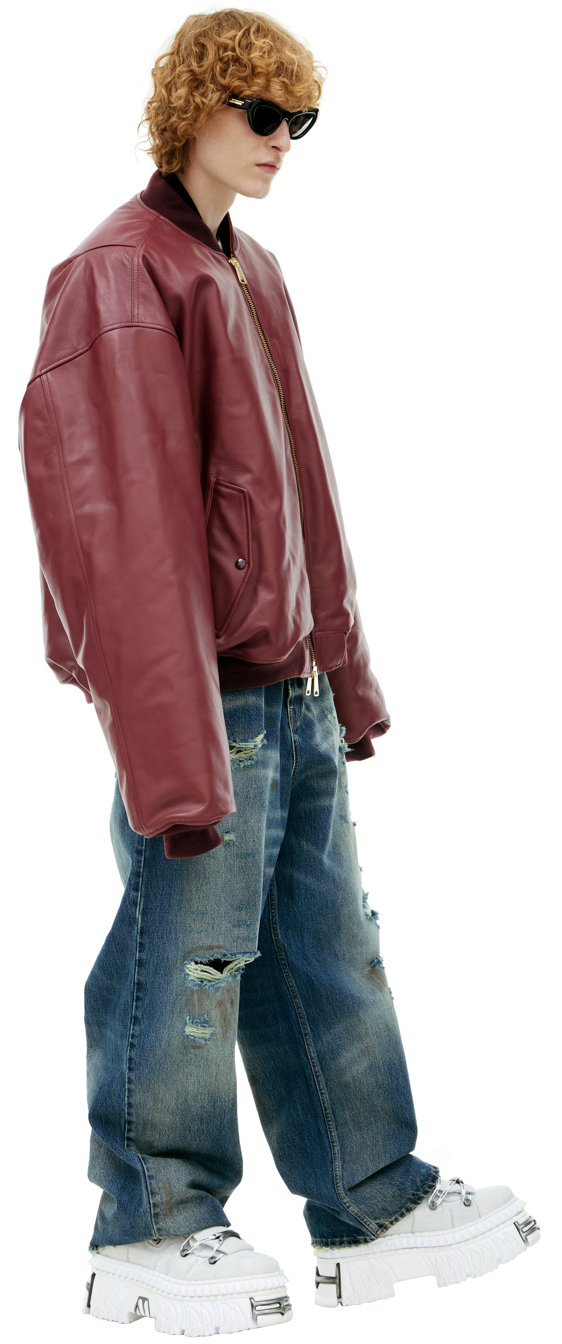 VETEMENTS Кожаный бомбер на молнии