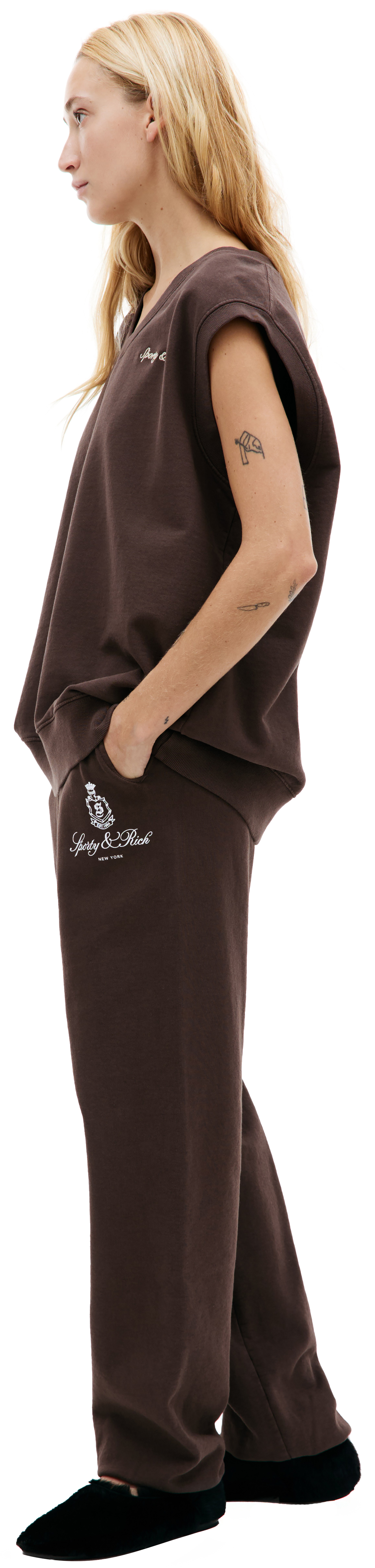 SPORTY & RICH Жилет с V-вырезом и вышивкой логотипа