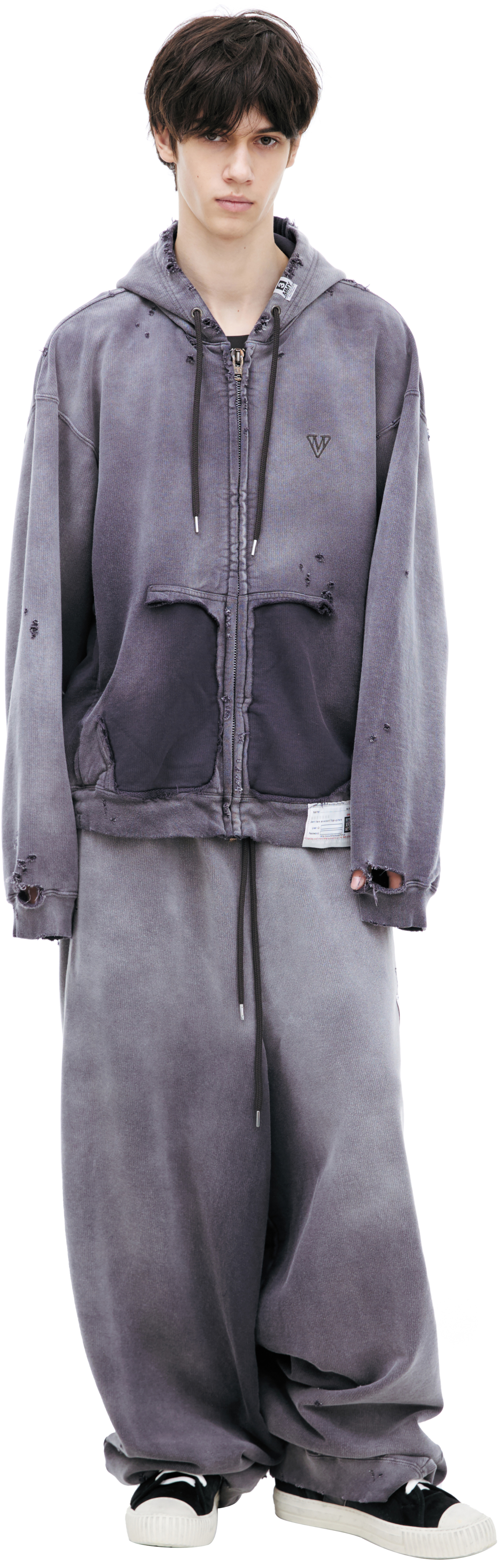 Maison Mihara Yasuhiro Серое худи на молнии