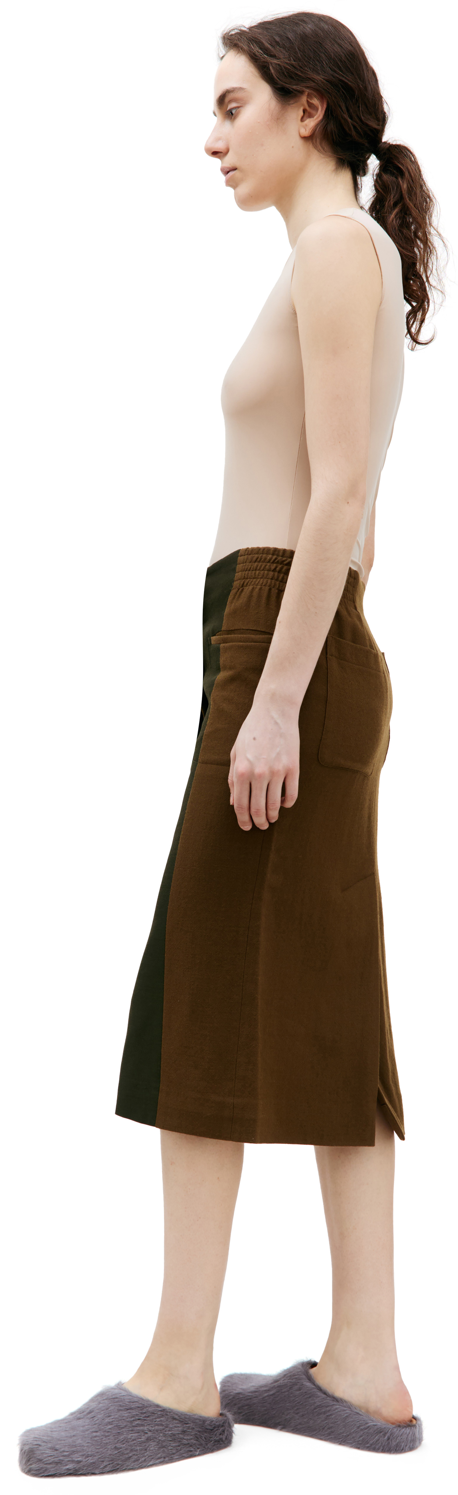 Haider Ackermann Шерстяная юбка цвета хаки
