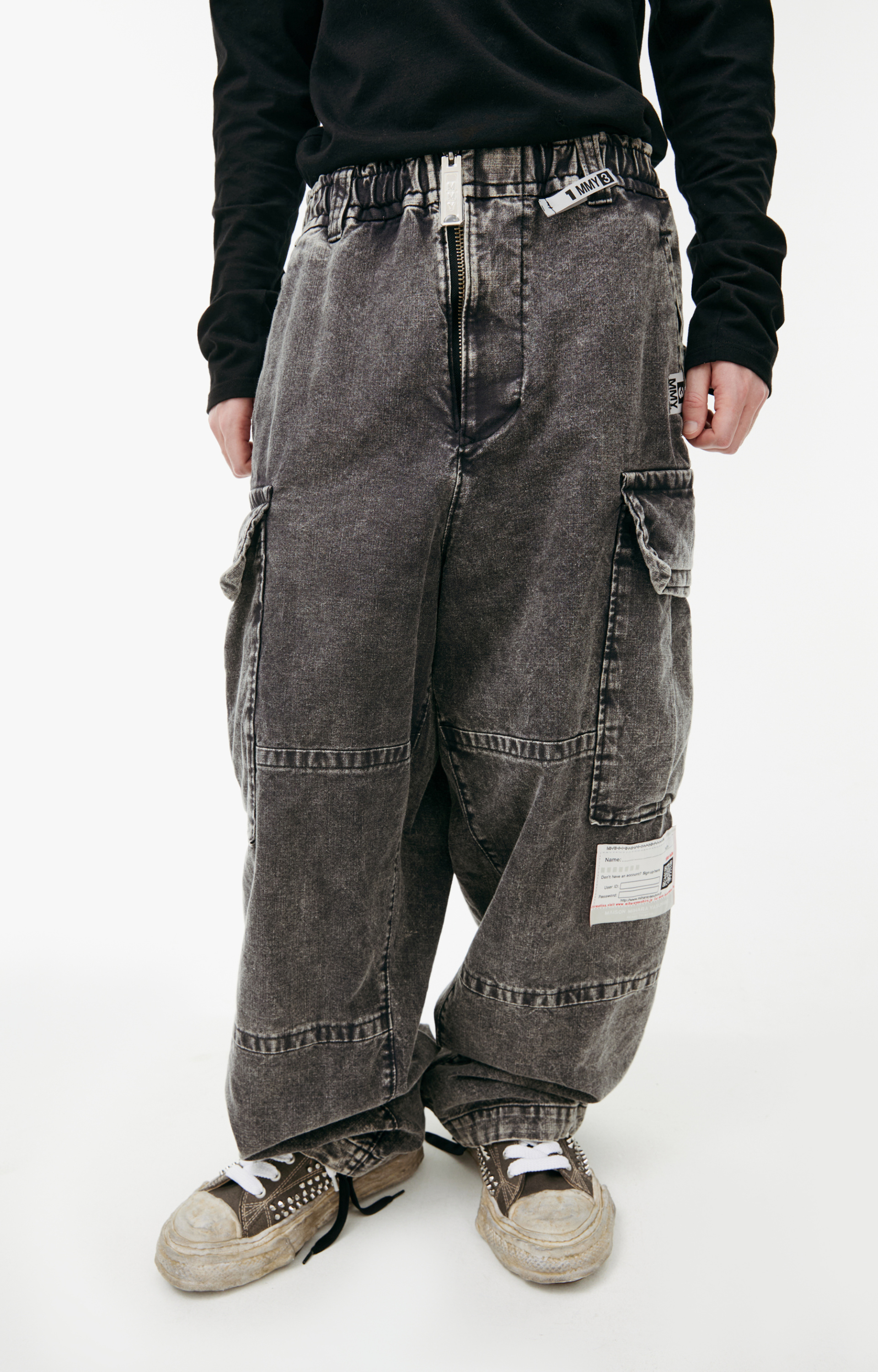 Maison Mihara Yasuhiro Джинсы карго с логотипом