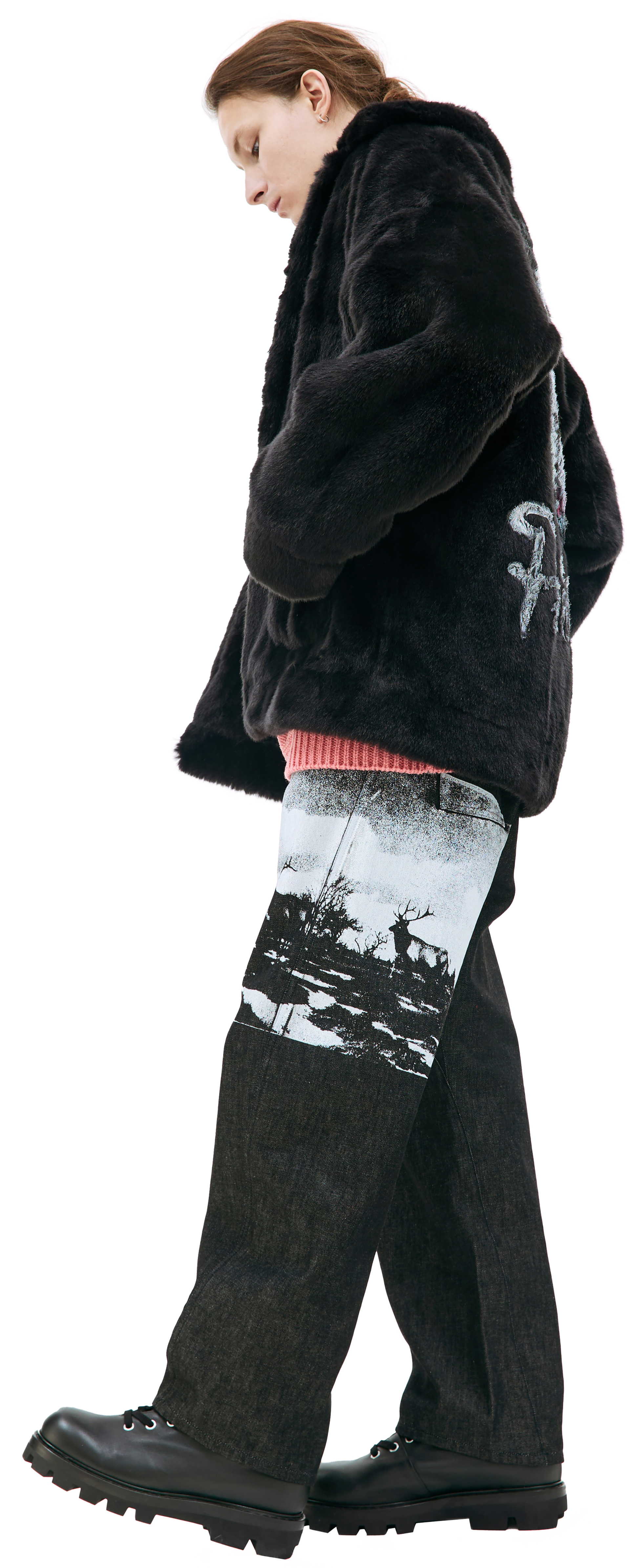 Doublet Шуба из искусственного меха с ручной росписью