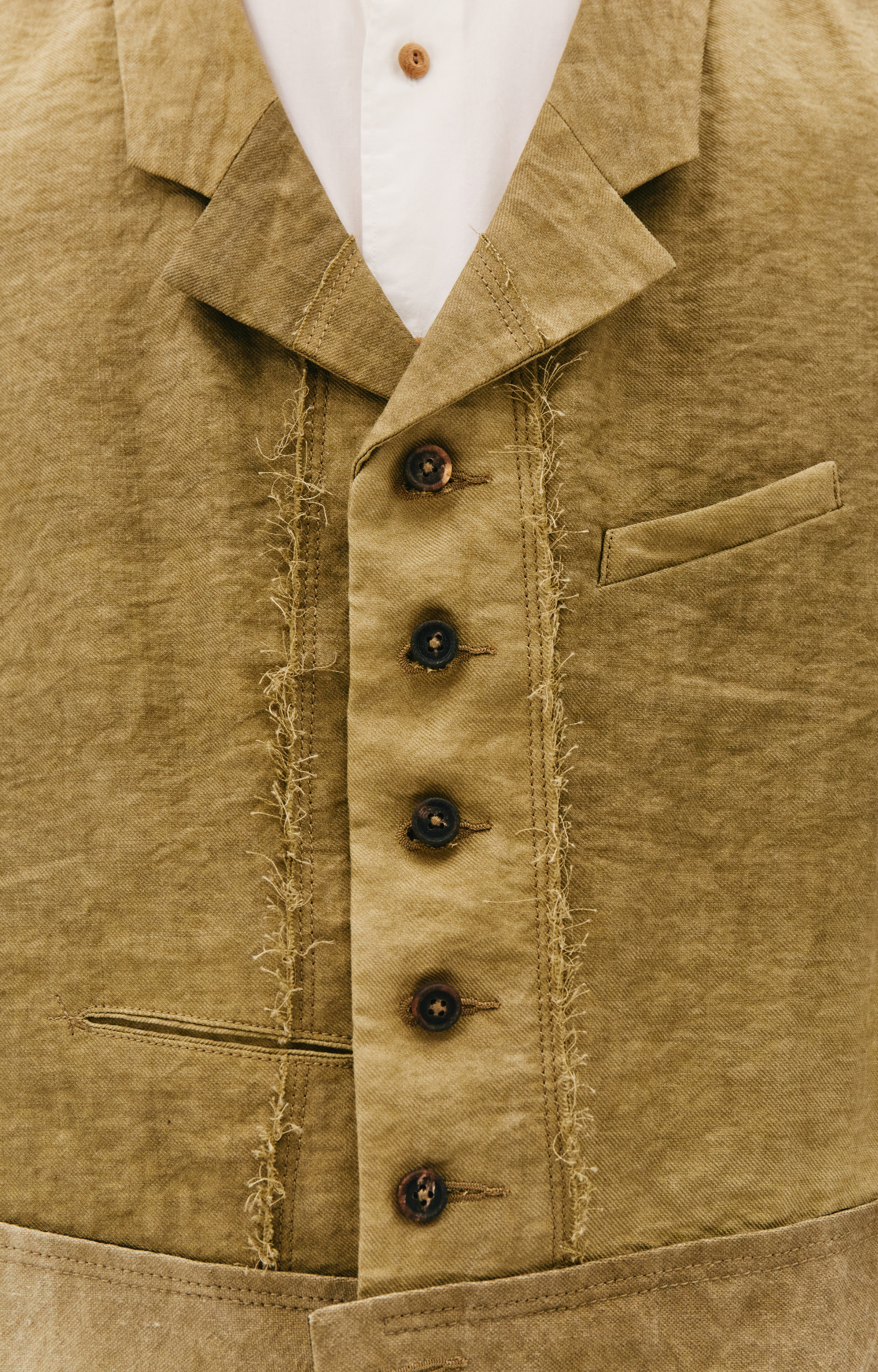 Ziggy Chen Хлопковый жилет цвета хаки