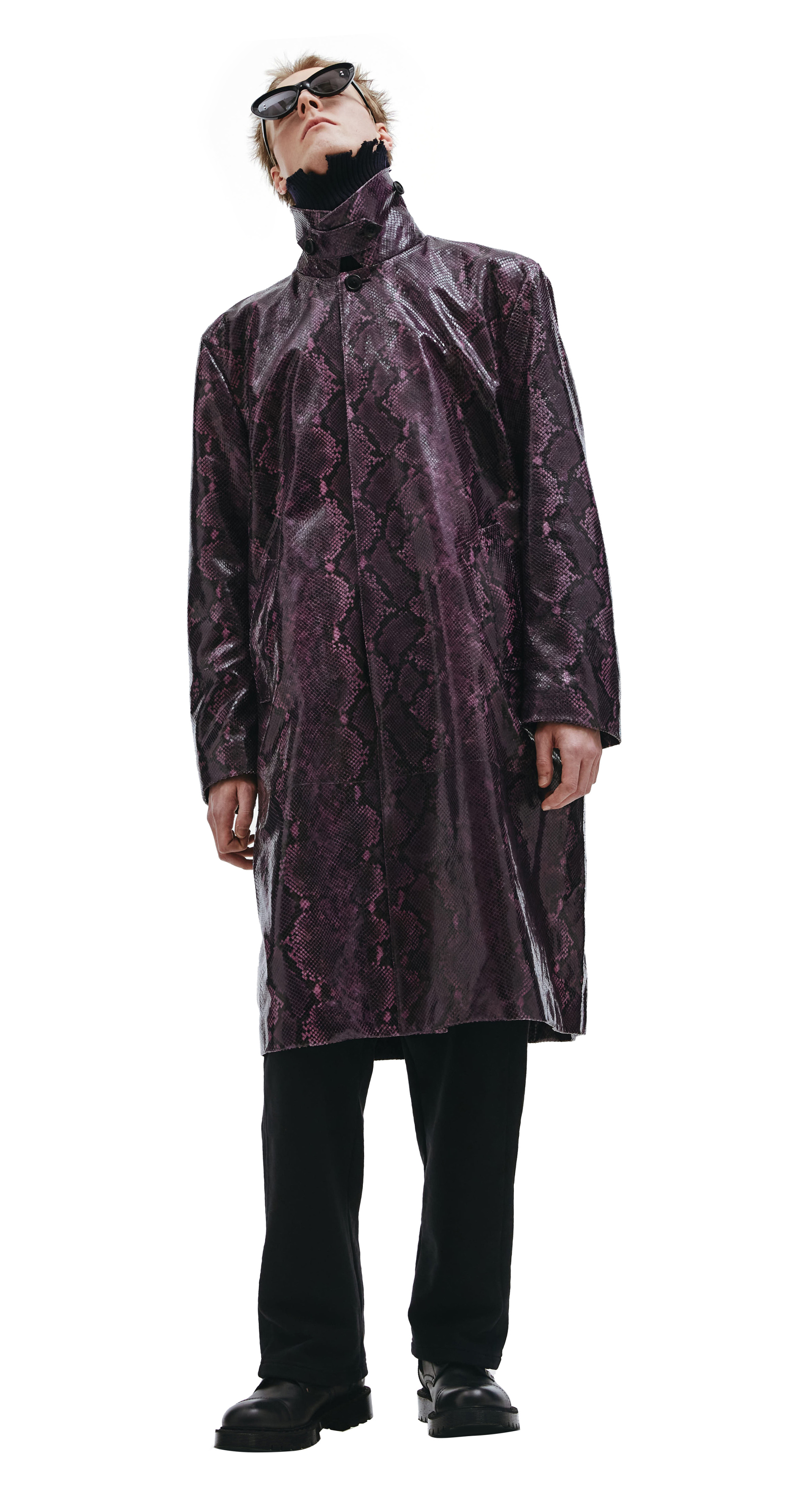 VETEMENTS Фиолетовое пальто из кожи питона