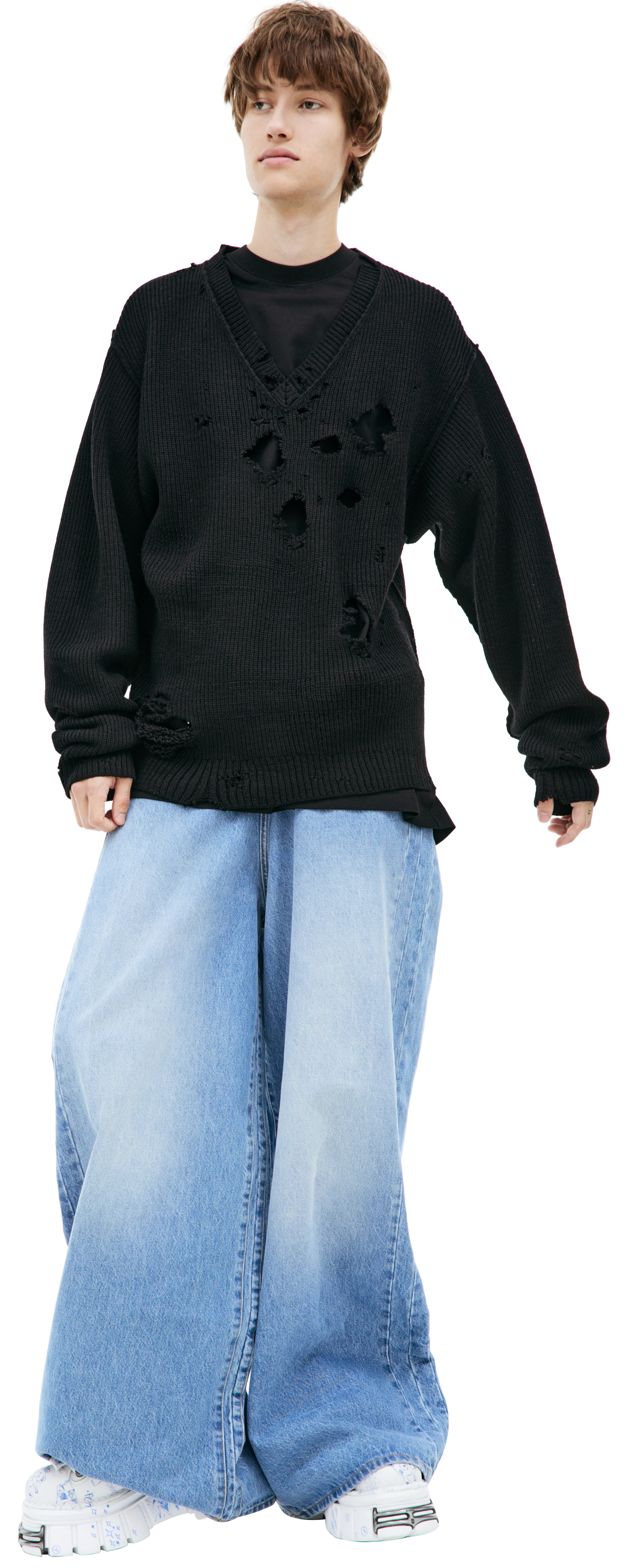 VETEMENTS Рваный свитер из шерсти