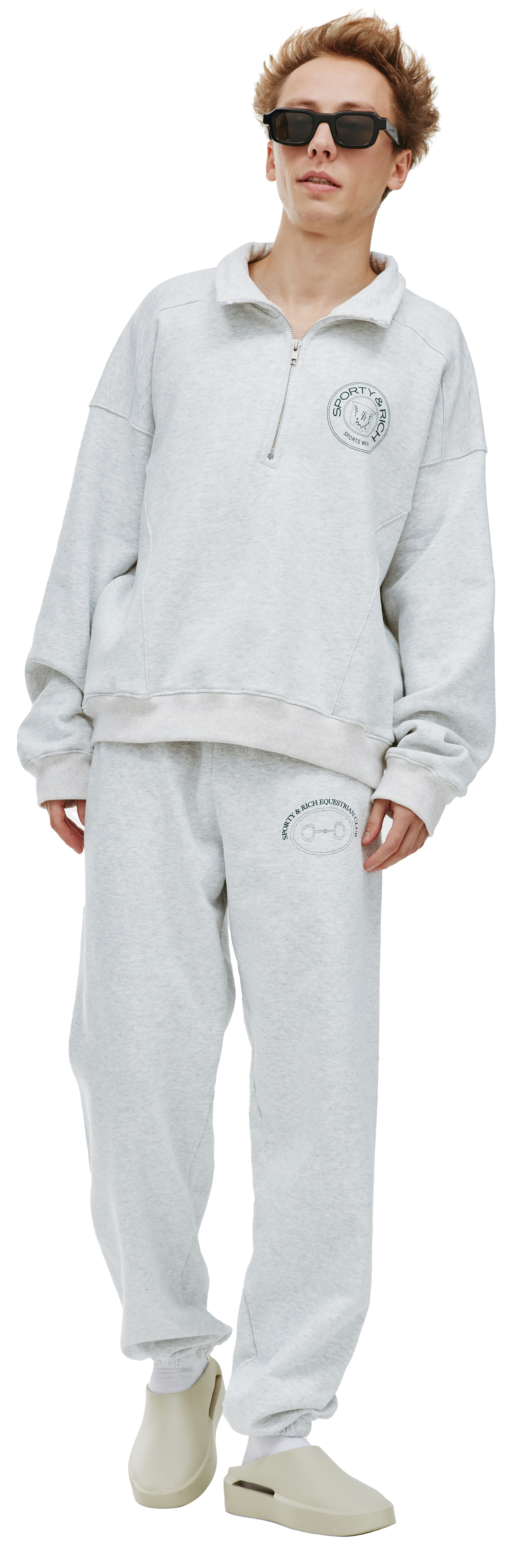 SPORTY & RICH Свитшот Connecticut Crest на молнии