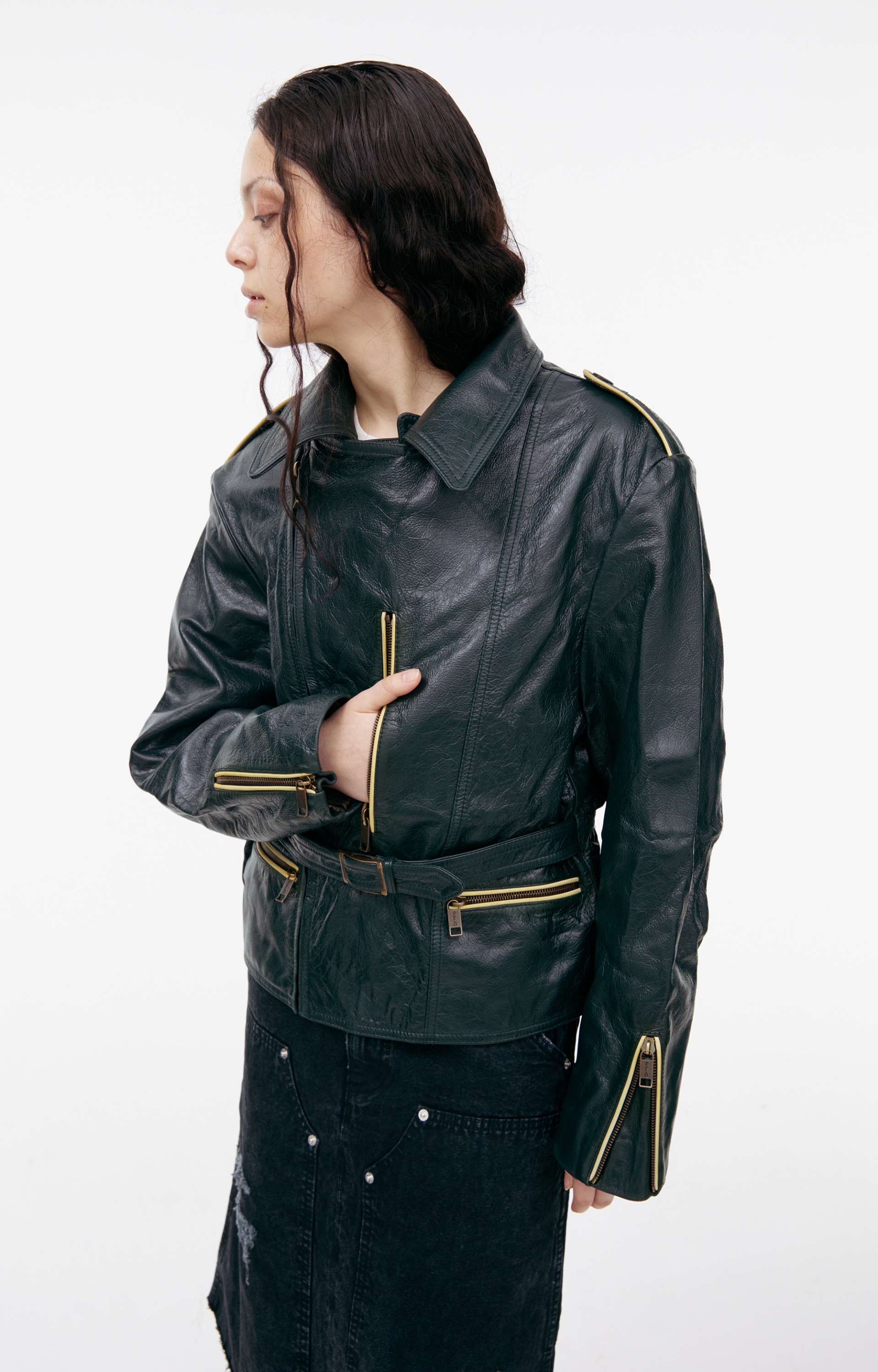 Enfants Riches Déprimés Зеленая куртка из кожи