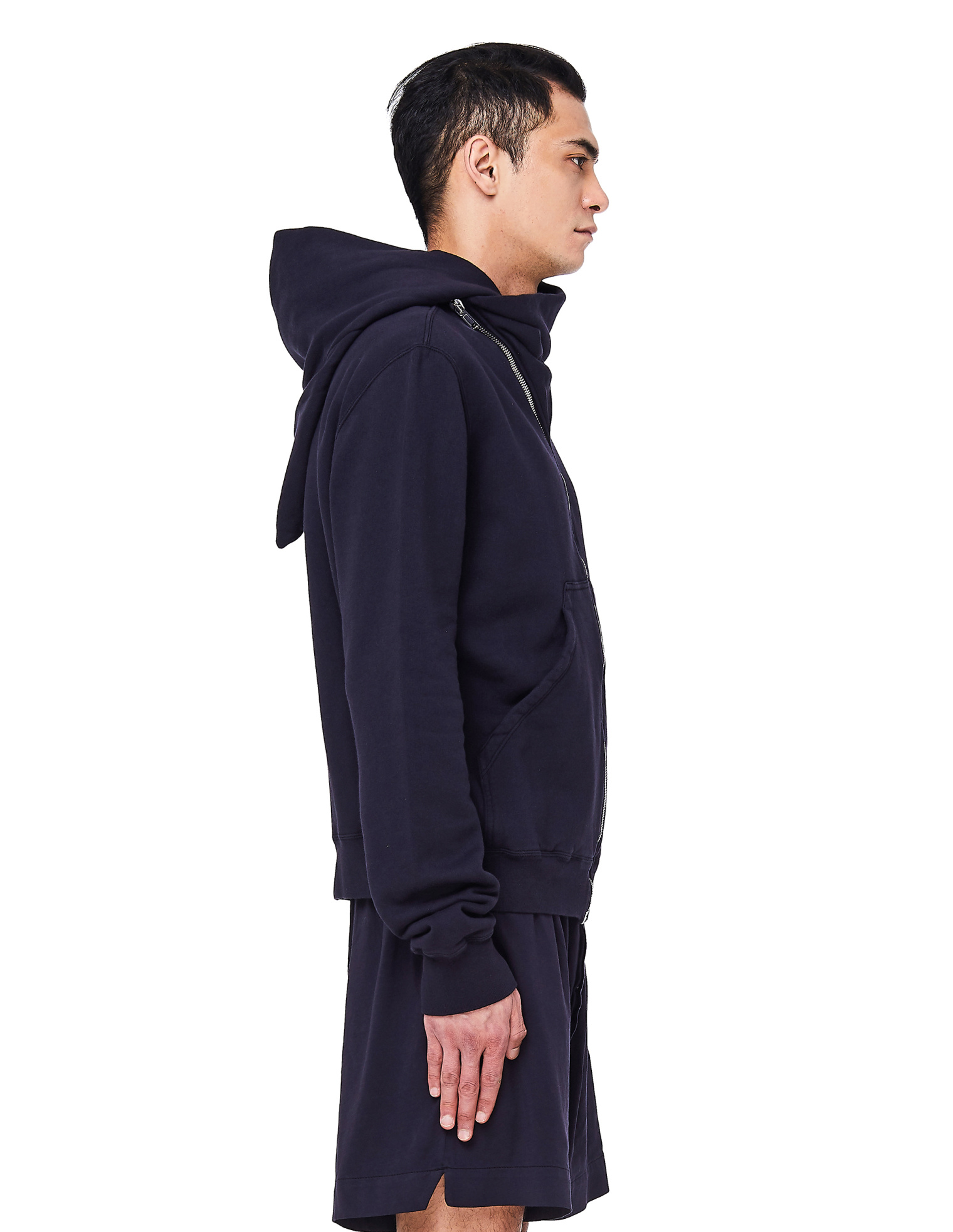 DRKSHDW by Rick Owens Темно-синее хлопковое худи на молнии