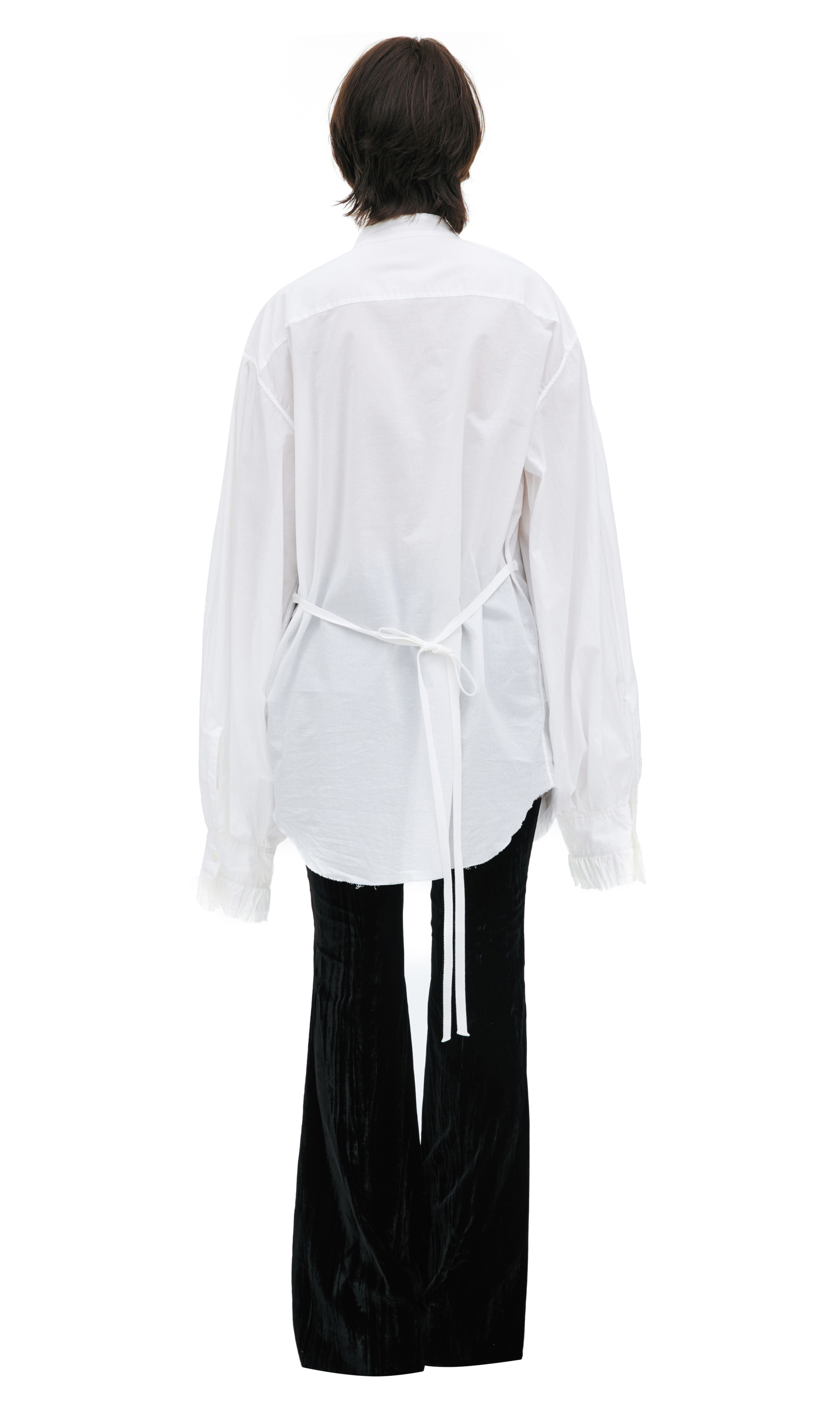 Ann Demeulemeester Хлопковая рубашка с объемными оборками на манишке