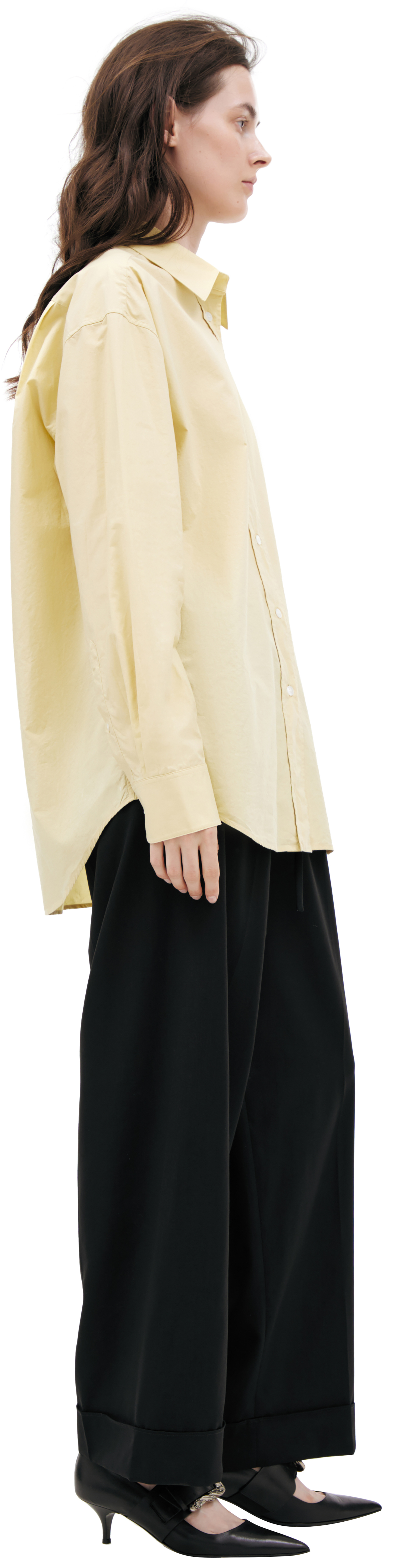 The Row Желтая рубашка из хлопка