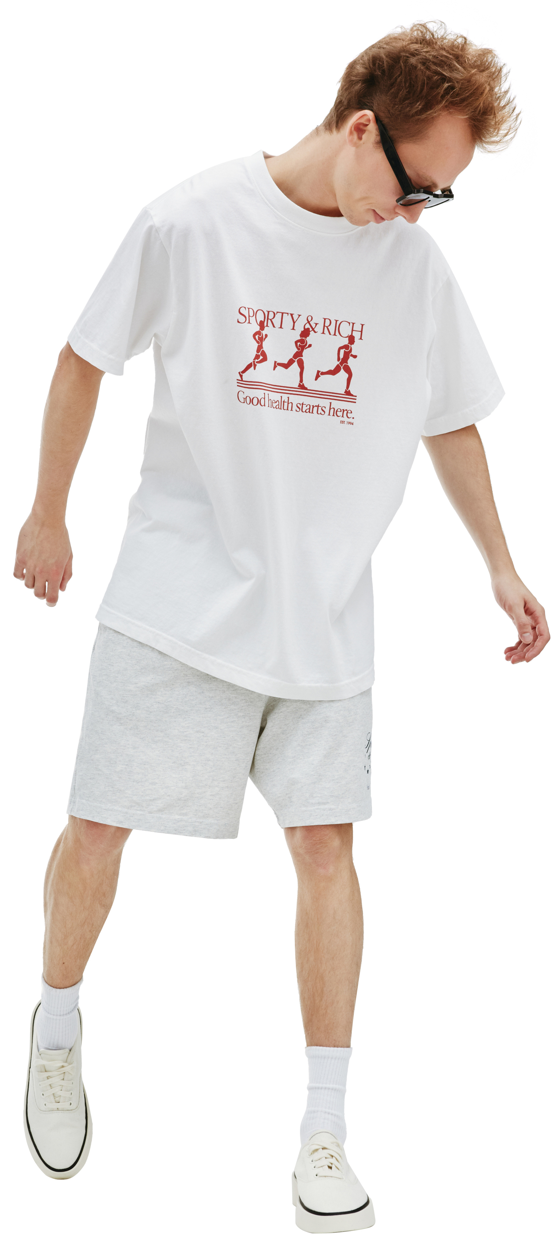 SPORTY & RICH Белая футболка с принтом