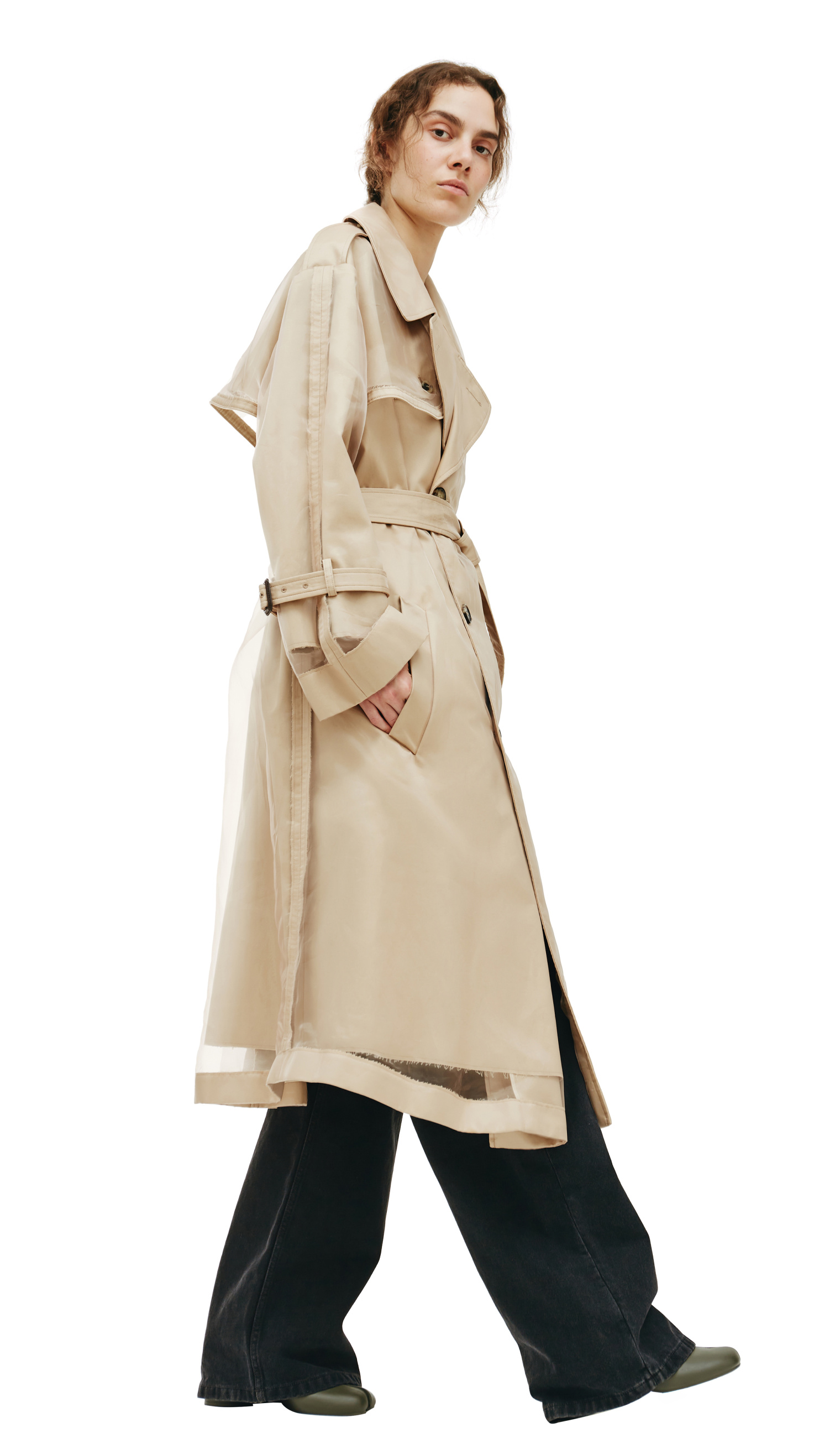 Maison Margiela Двухслойный бежевый тренч