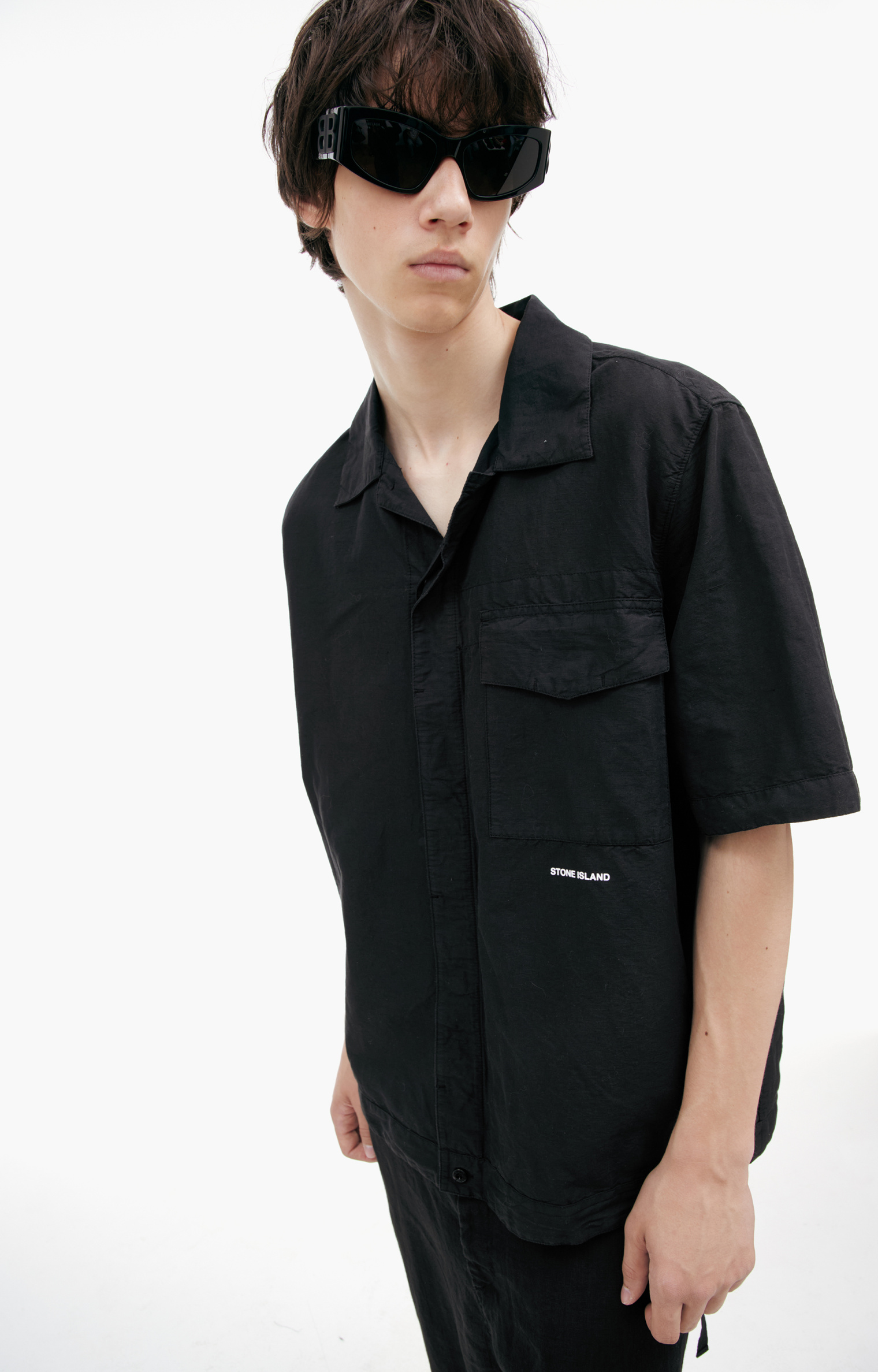 Stone Island Черная рубашка с логотипом