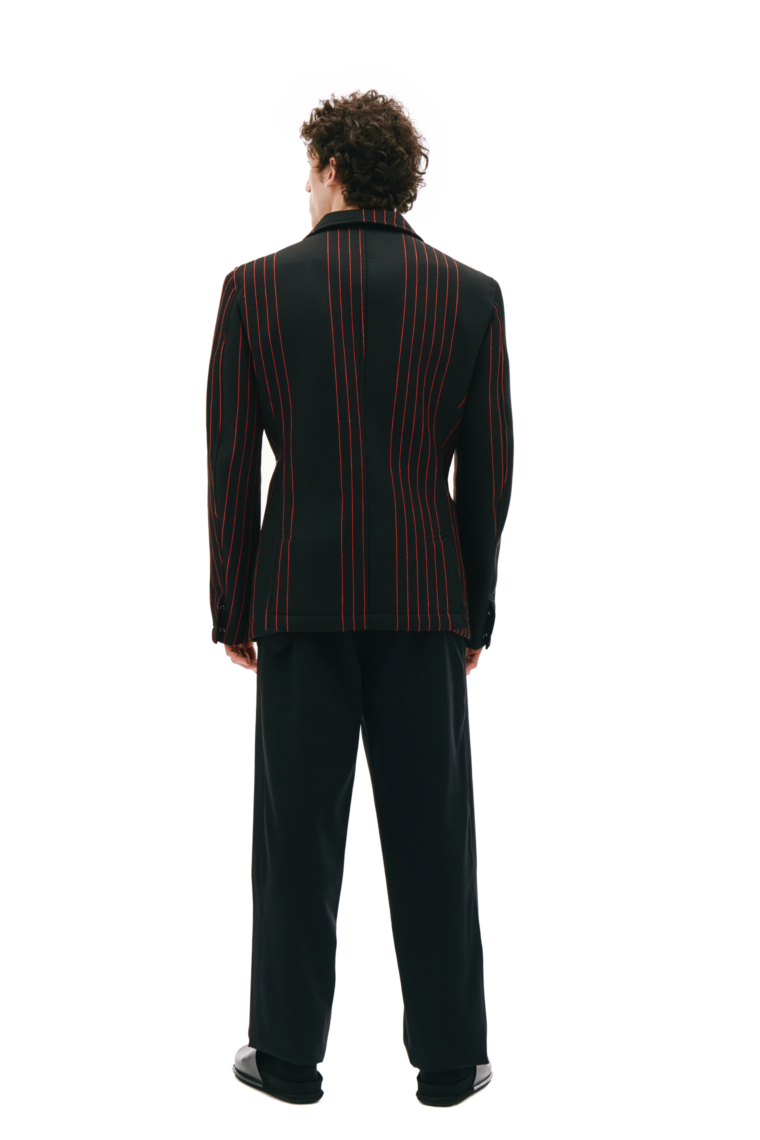 Comme des Garcons Homme plus Черный пиджак в красную полоску