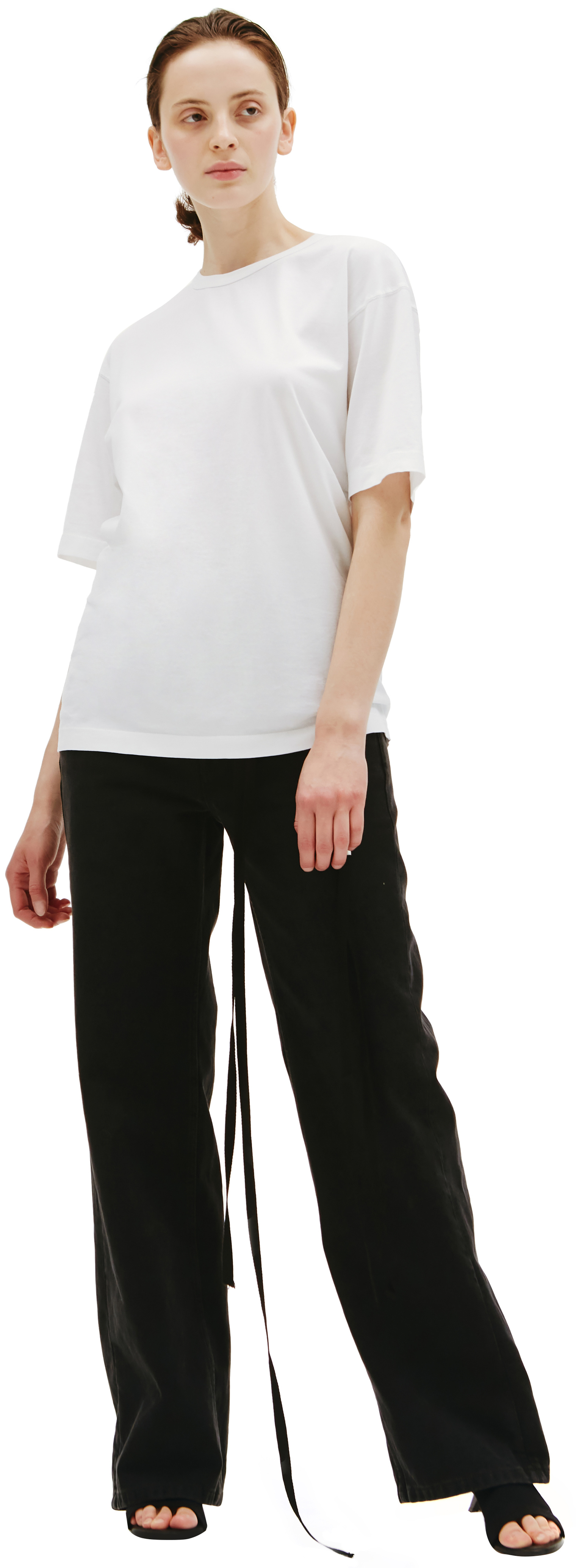 Ann Demeulemeester Хлопковая футболка Sandra с лентами