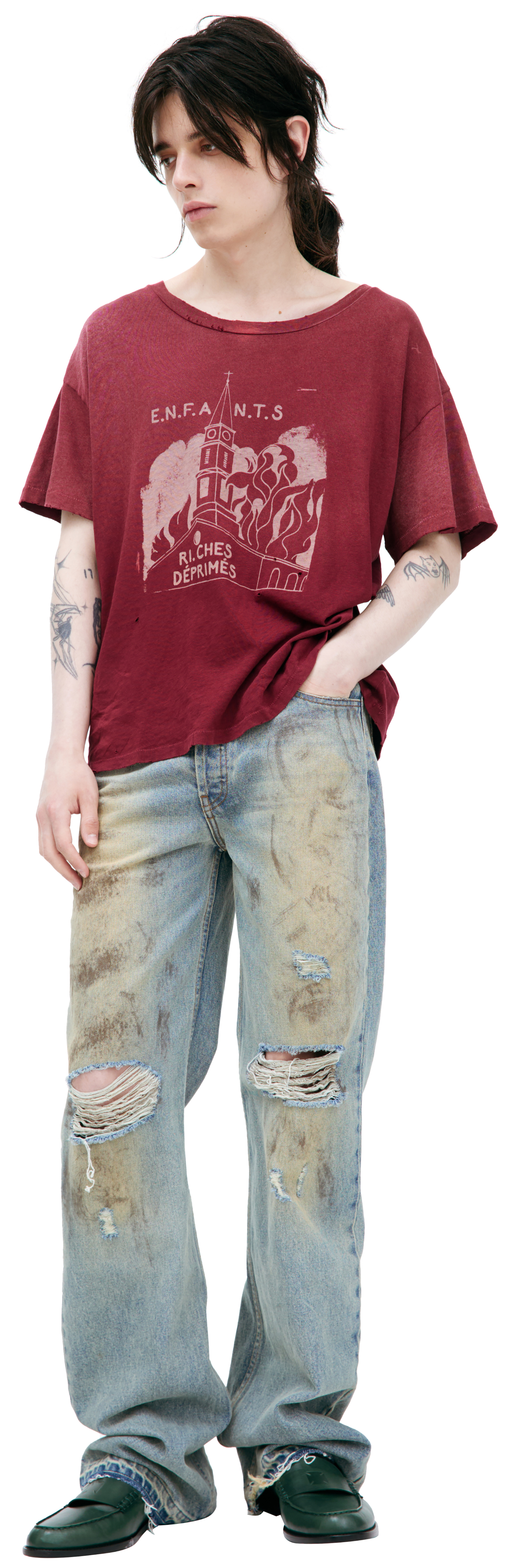 Enfants Riches Déprimés Бордовая футболка с принтом