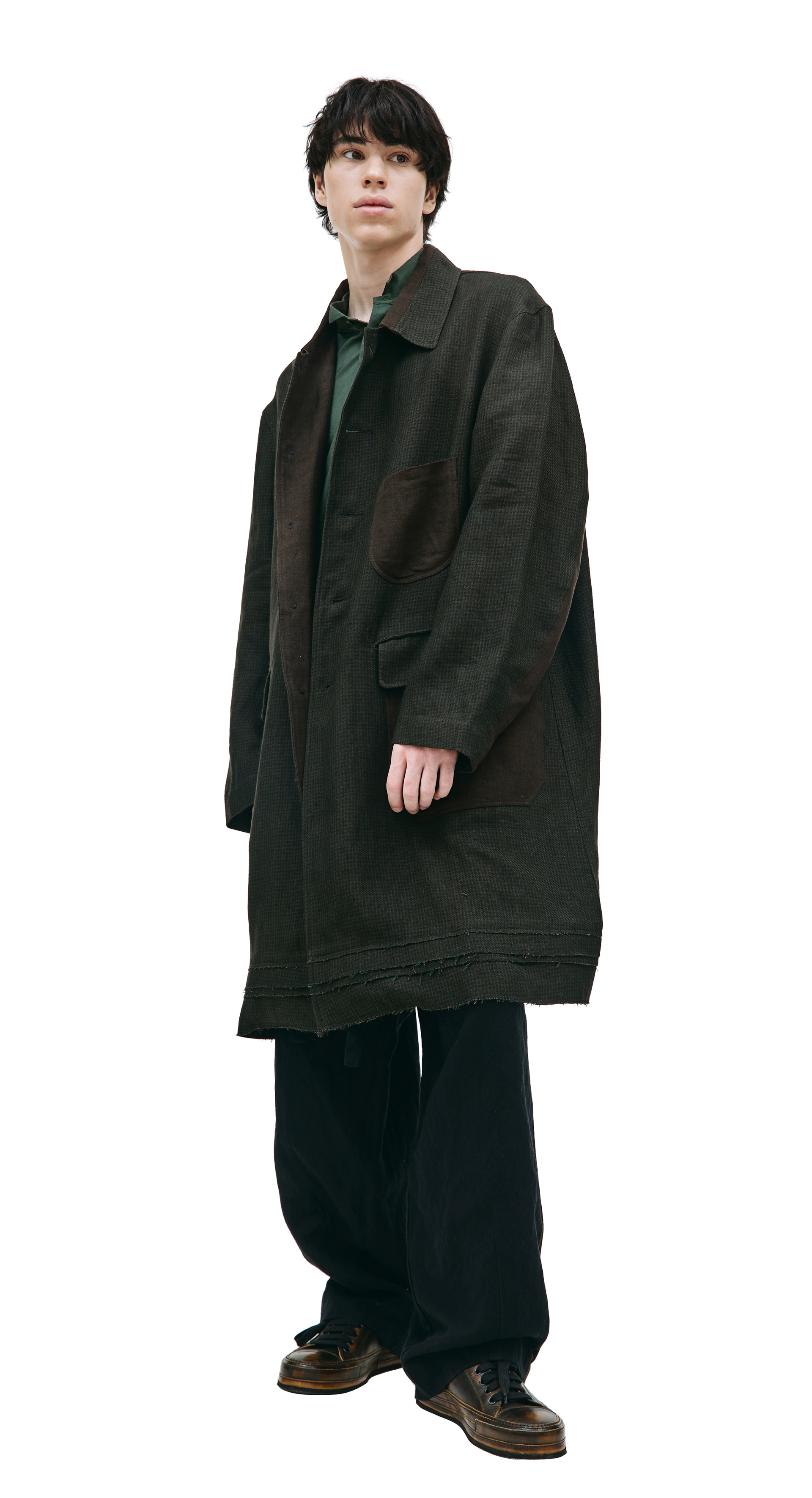 Ziggy Chen Льняное пальто в клетку