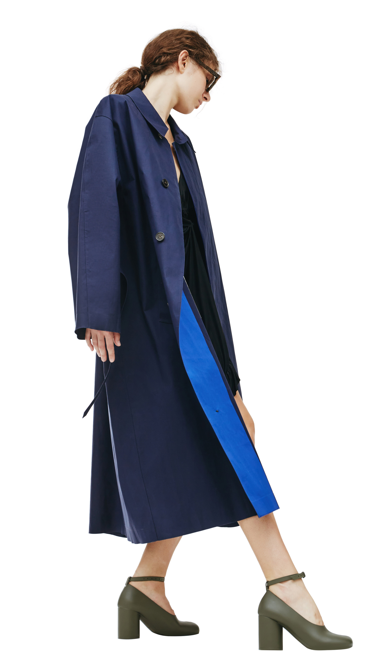 Maison Margiela Синий хлопковый плащ Mackintosh
