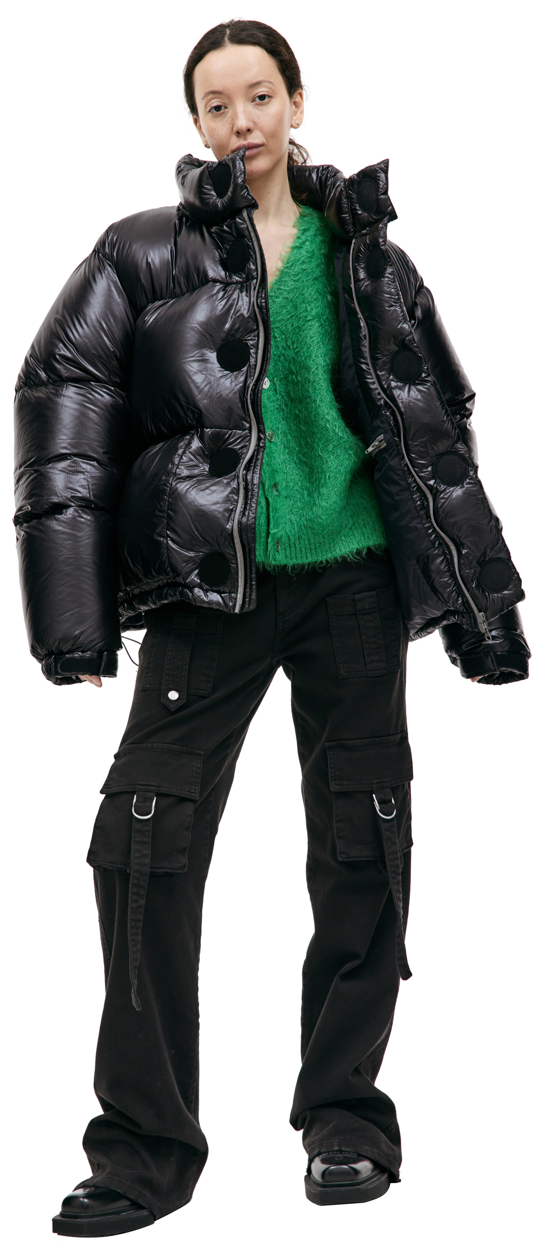 Readymade Черный пуховик с высоким воротником