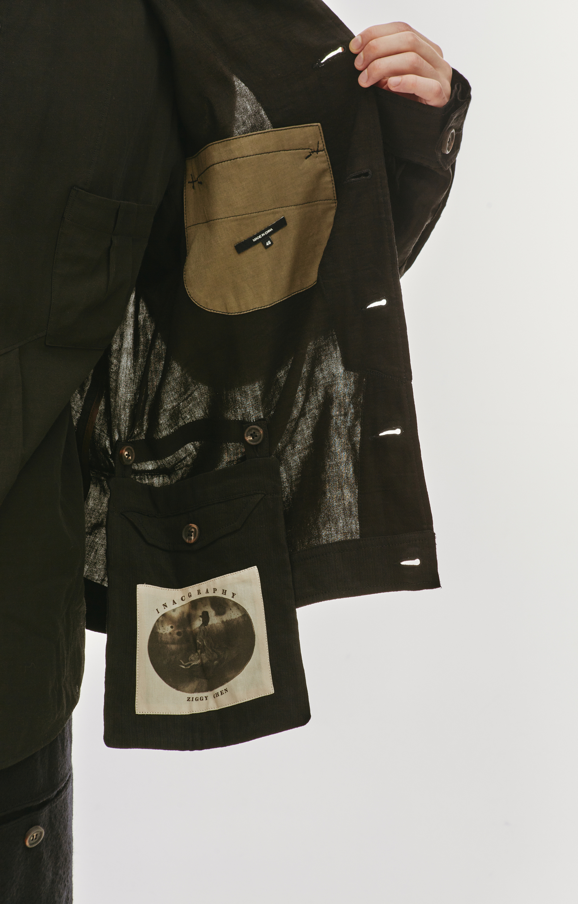 Ziggy Chen Льняная рубашка с накладным карманом