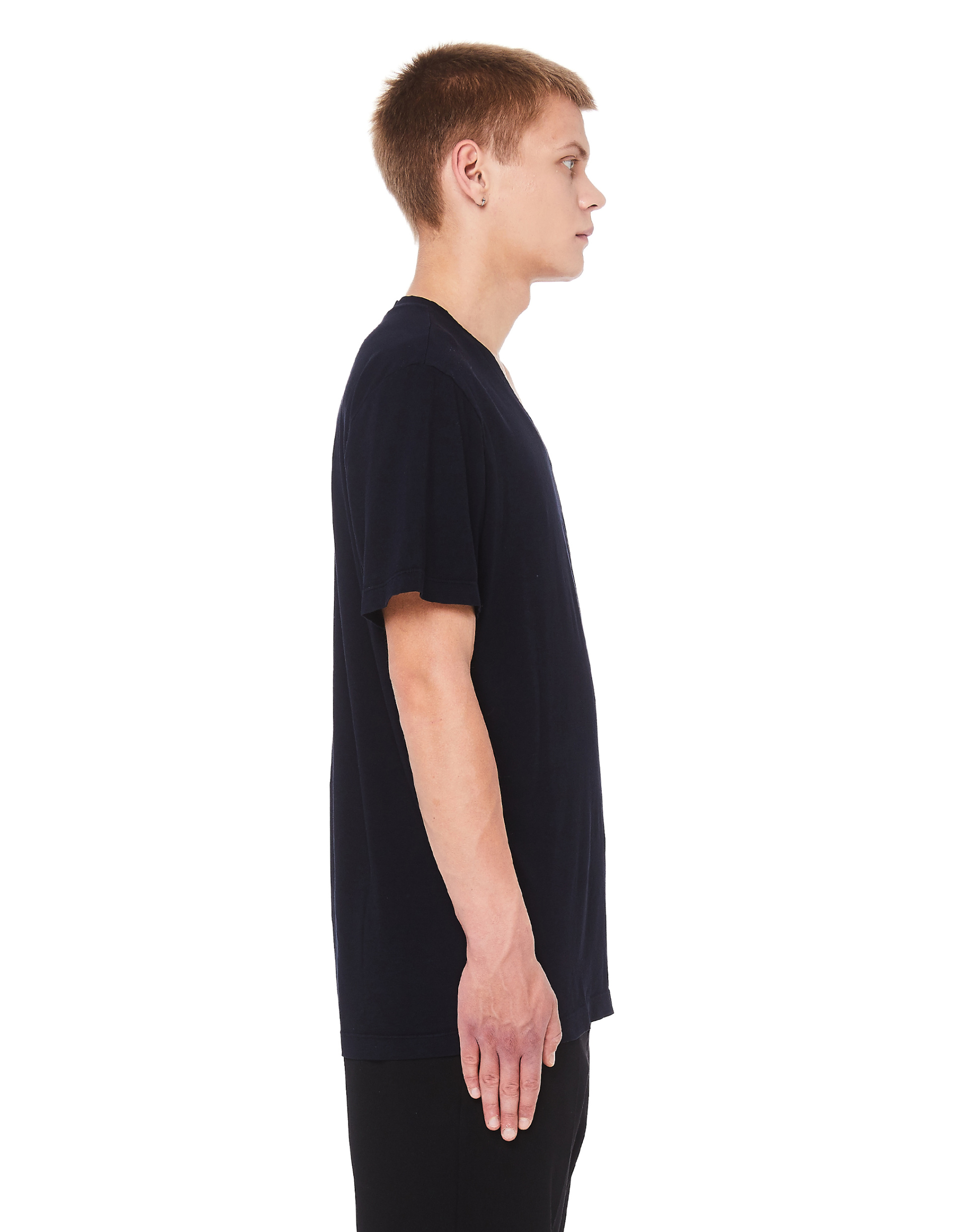 James Perse Темно-синяя футболка из хлопка Supima