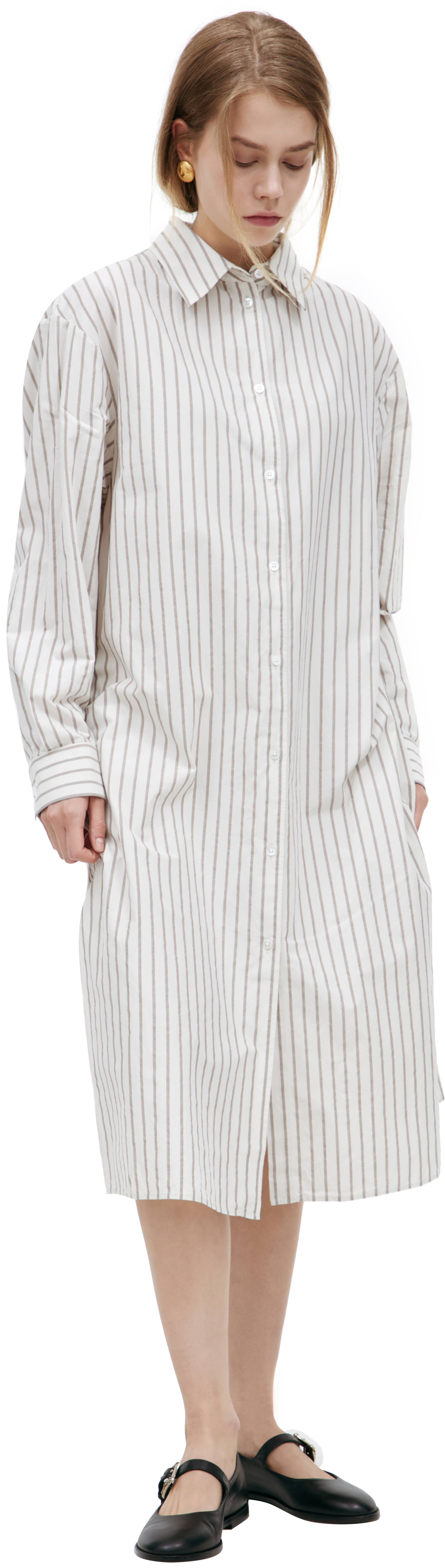 The Row Шелковое платье в полоску