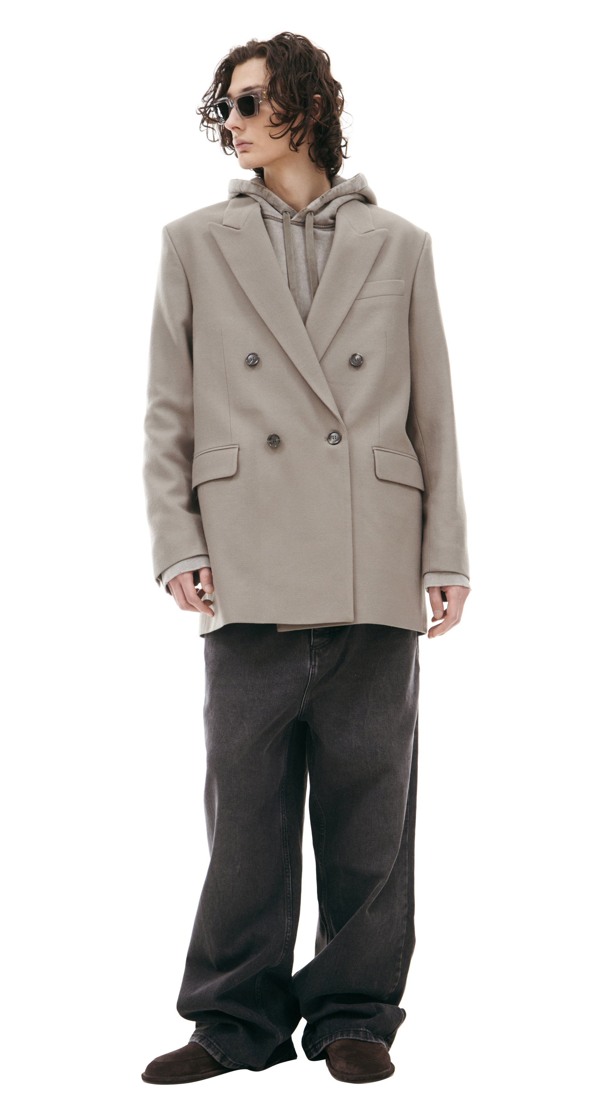 AMI PARIS Двубортный пиджак из хлопка