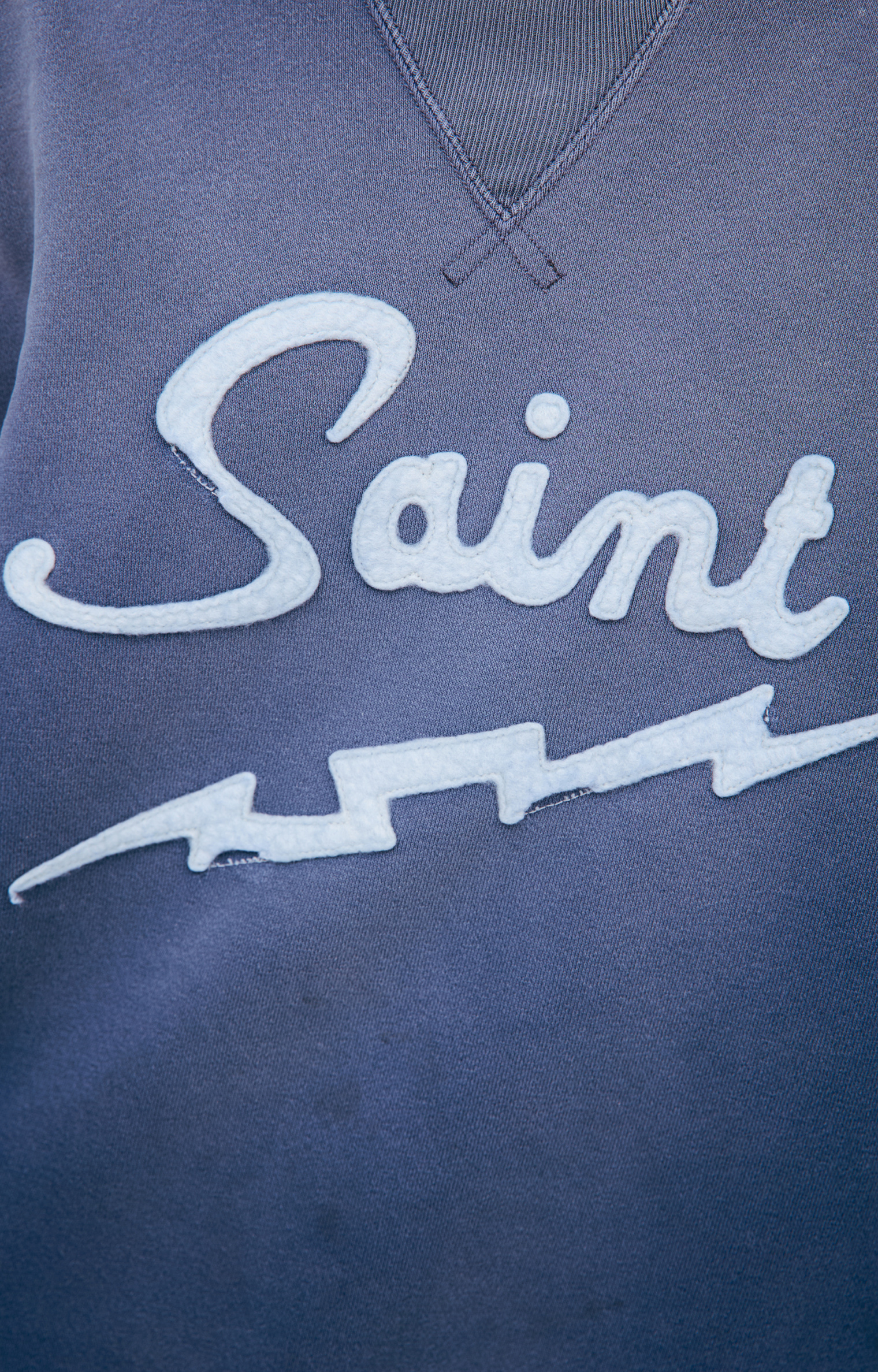 Saint Mxxxxxx Толстовка-SM-HR8-0000-046 свитшот Оверсайз, голубая надпись на груди SAINT, темно голубая