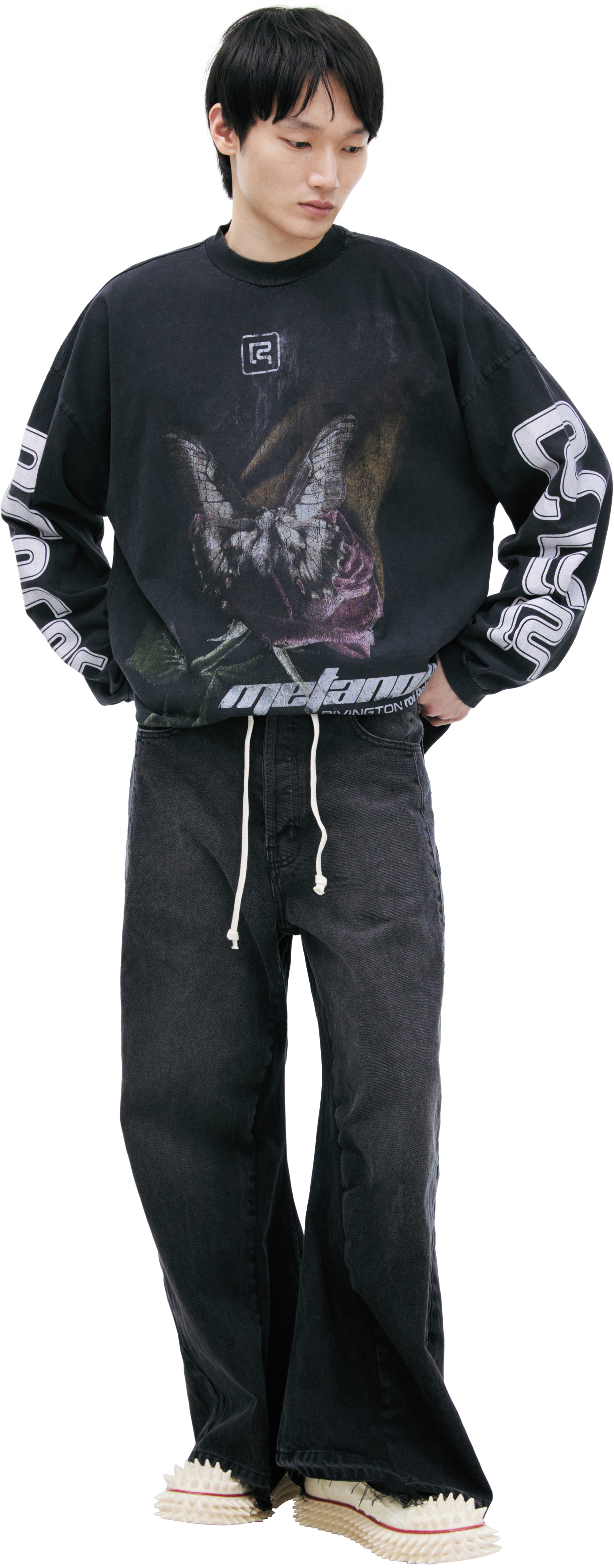 RRR123 Серые джинсы клеш