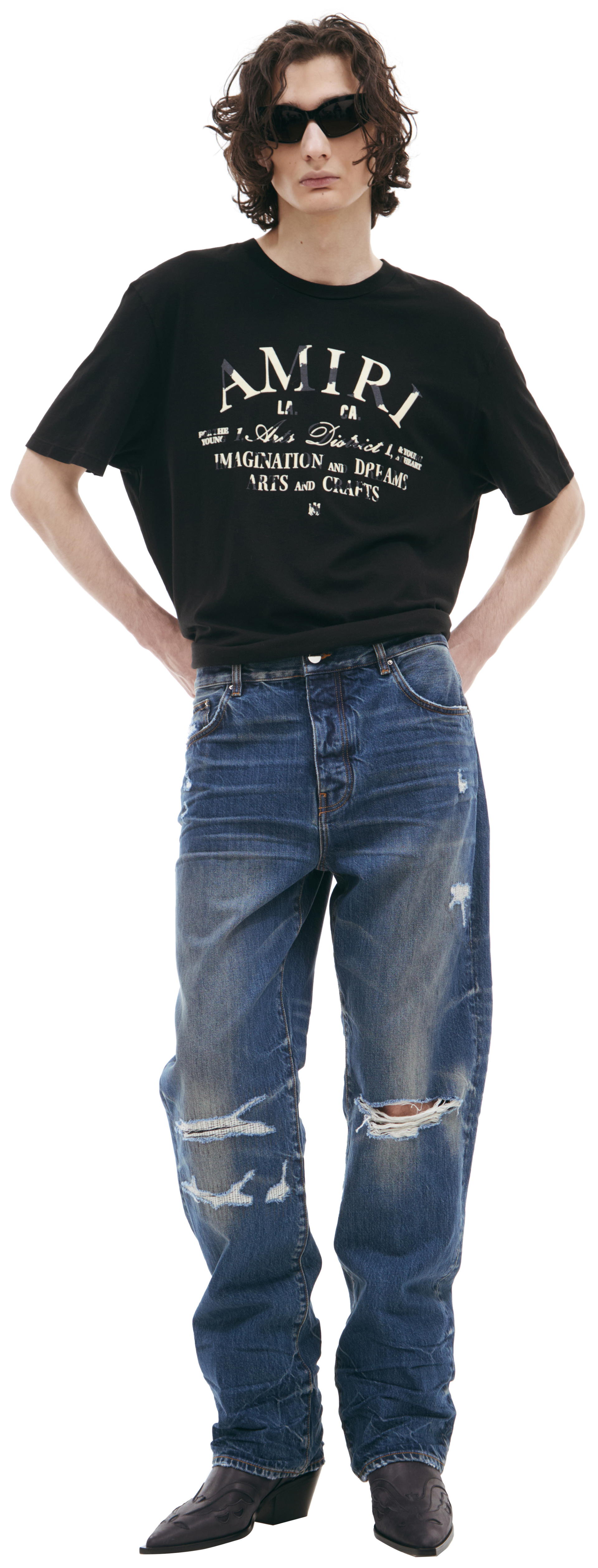 AMIRI Синие джинсы с потертостями