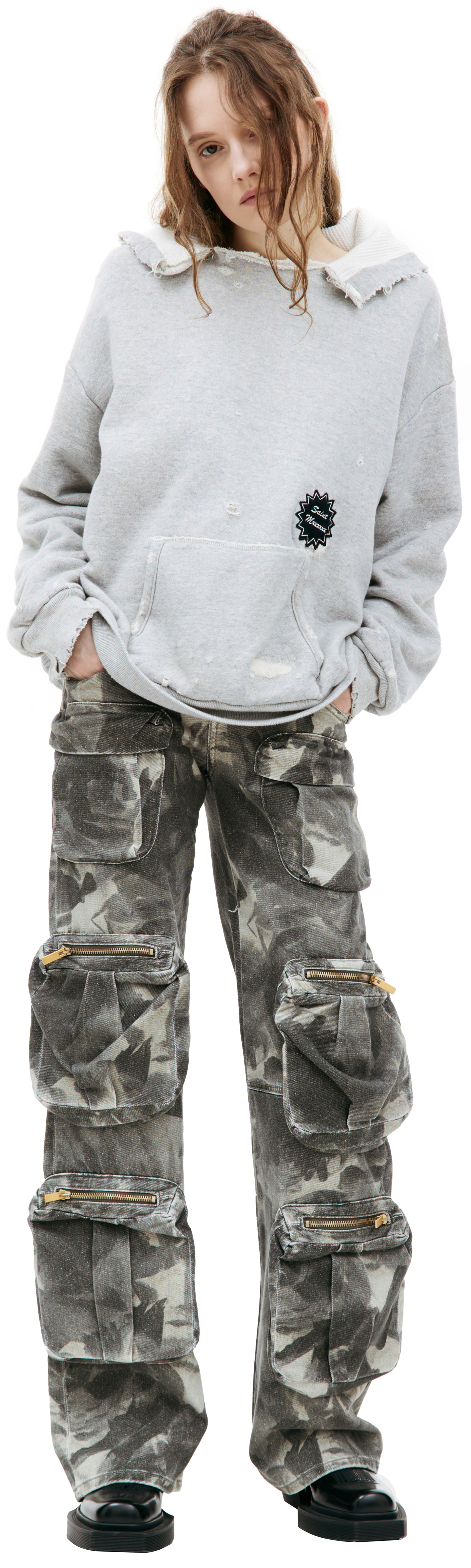 Saint Mxxxxxx Рваное худи с патчем