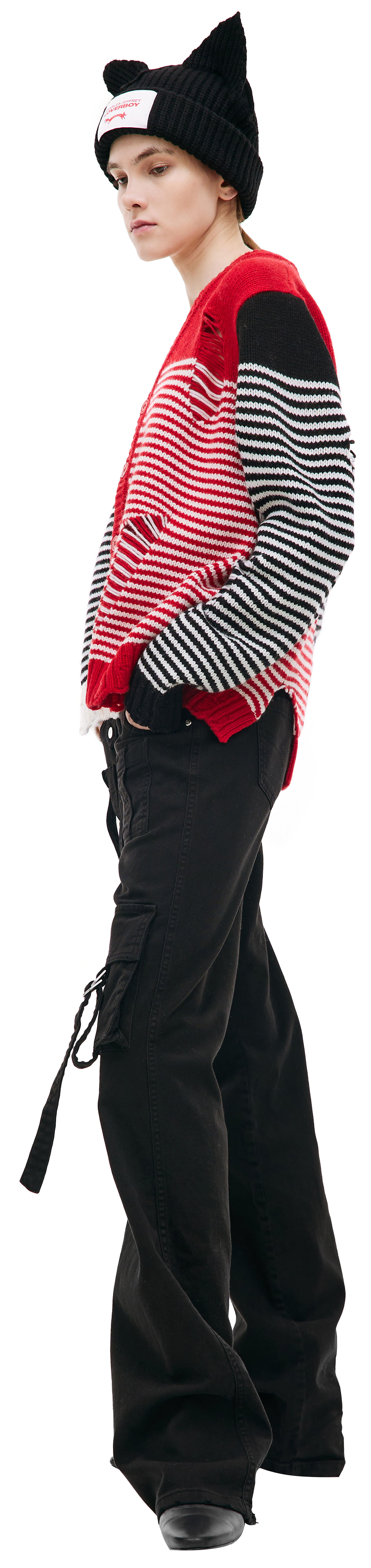 CHARLES JEFFREY LOVERBOY Рваный кардиган в полоску