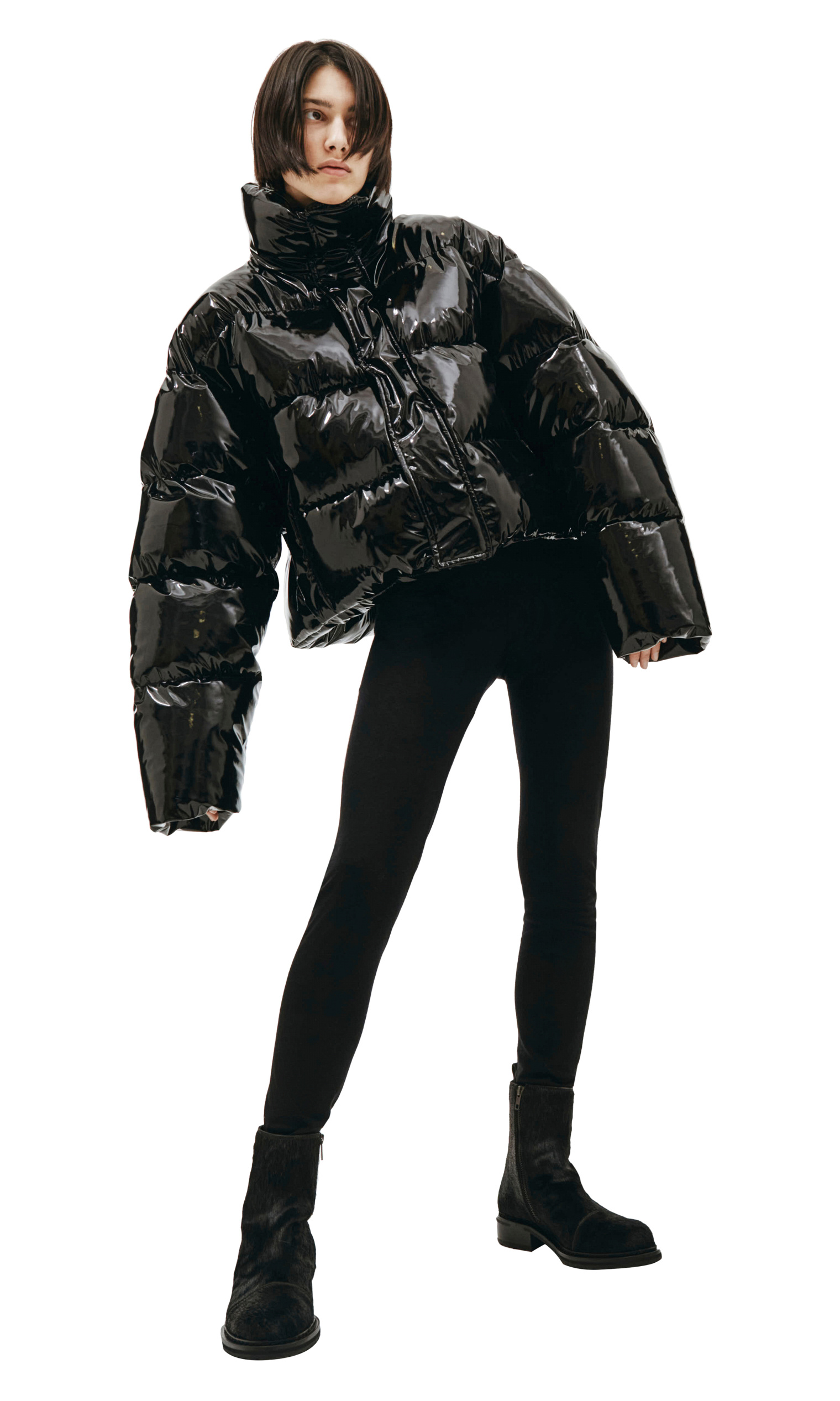 Balenciaga Укороченный лакированный пуховик