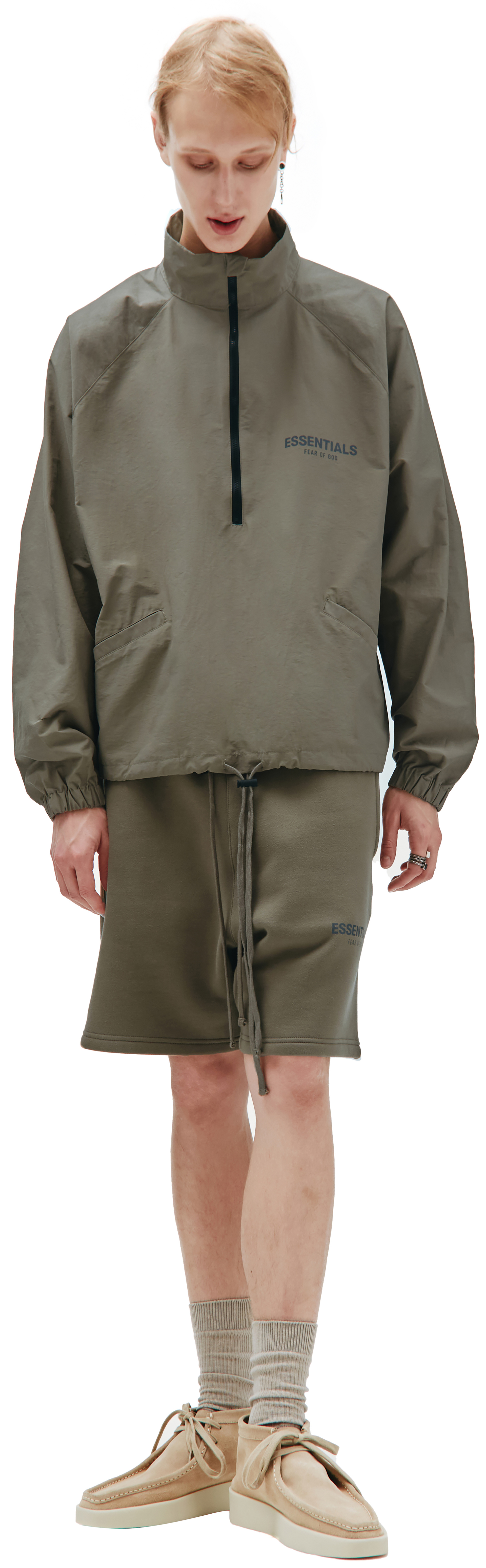 Fear of God Essentials Коричневый анорак на молнии с логотипом