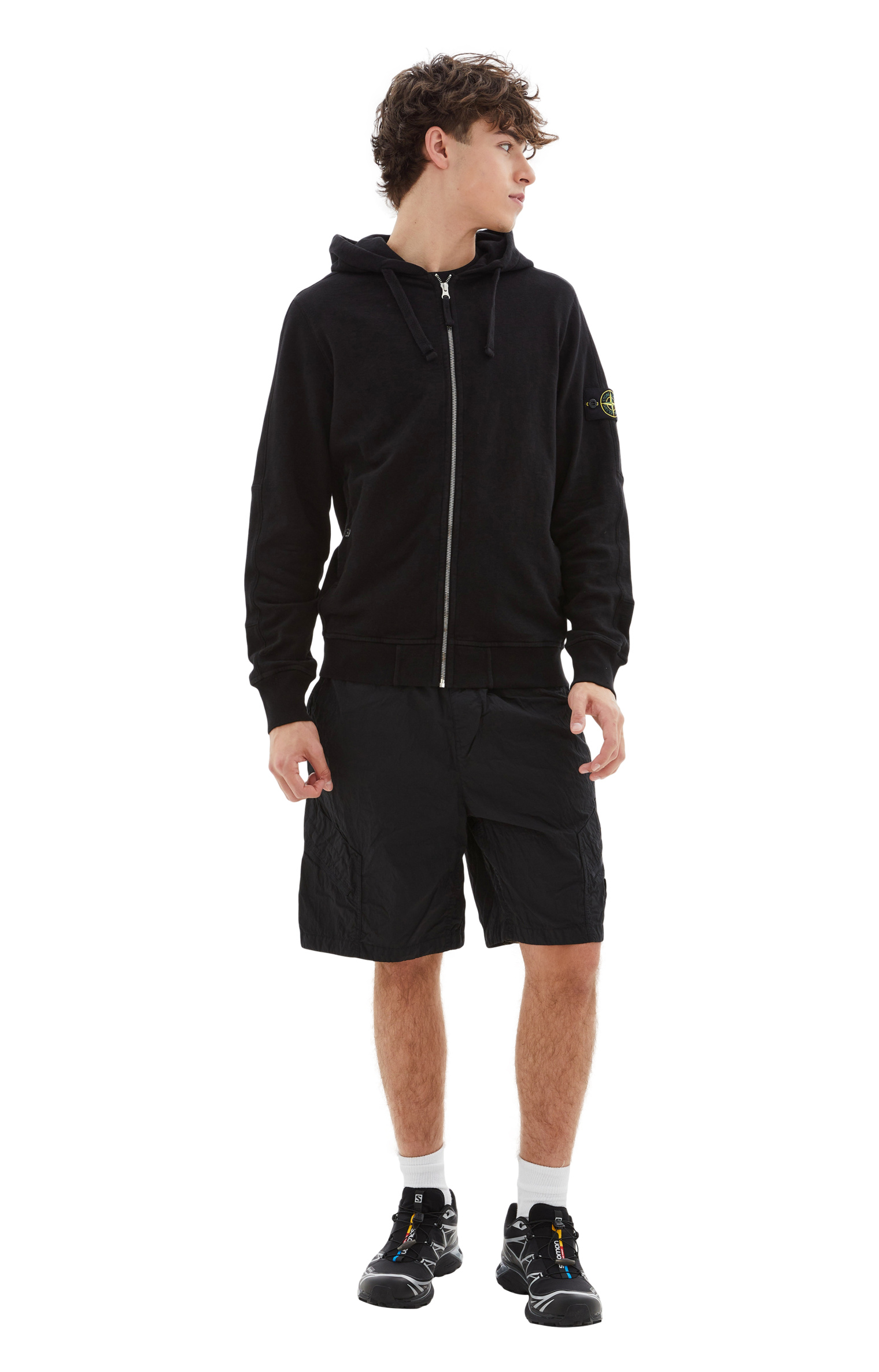 Stone Island Черное худи на молнии