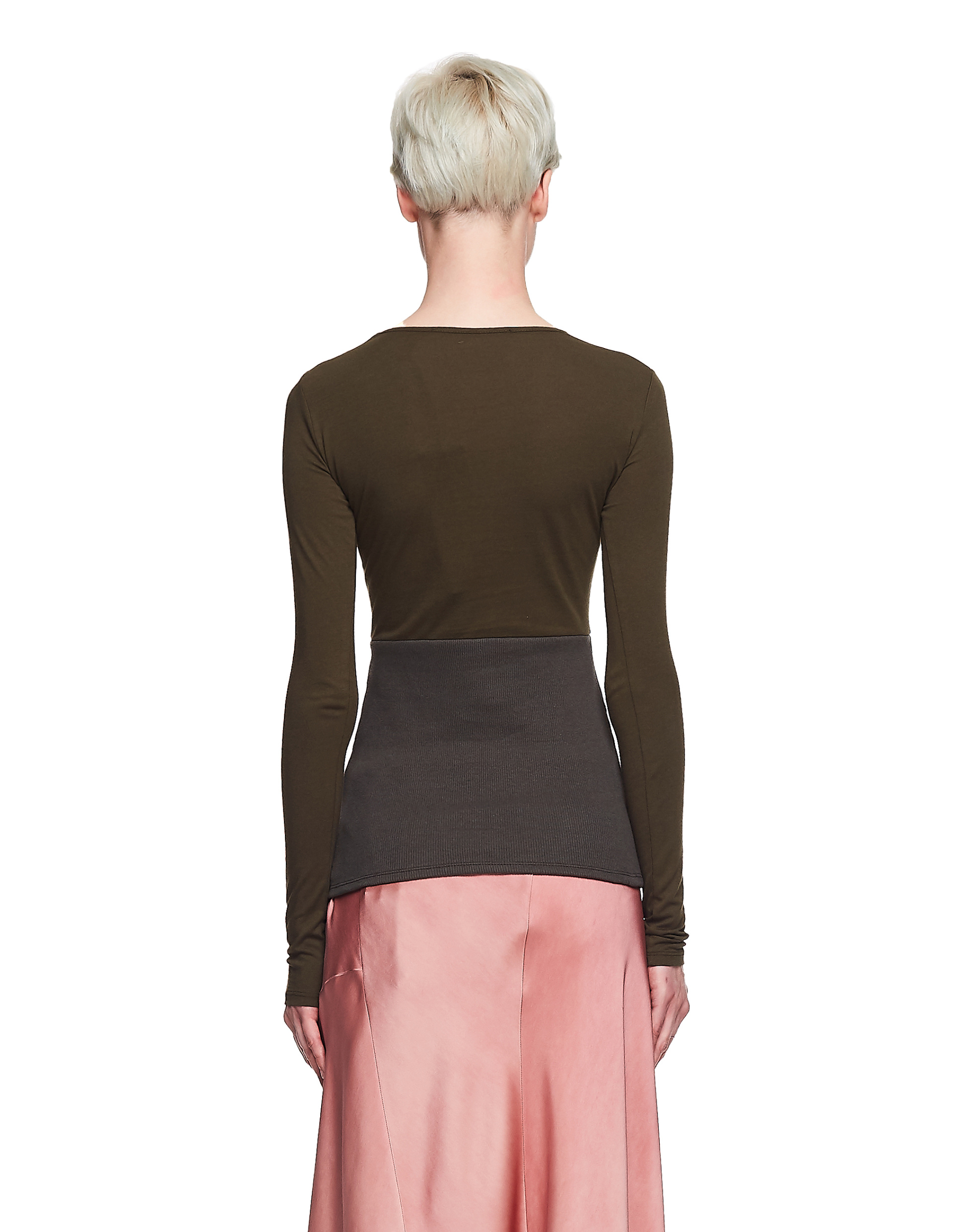 Haider Ackermann Зеленый лонгслив с трикотажным корсетом