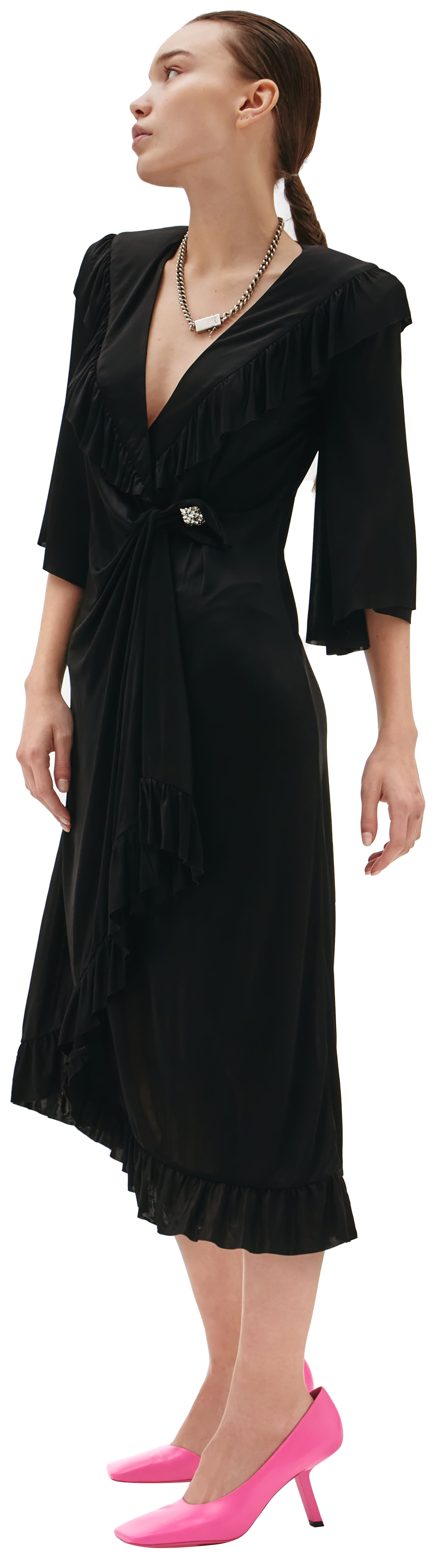 VETEMENTS Платье с запахом и объемными плечами