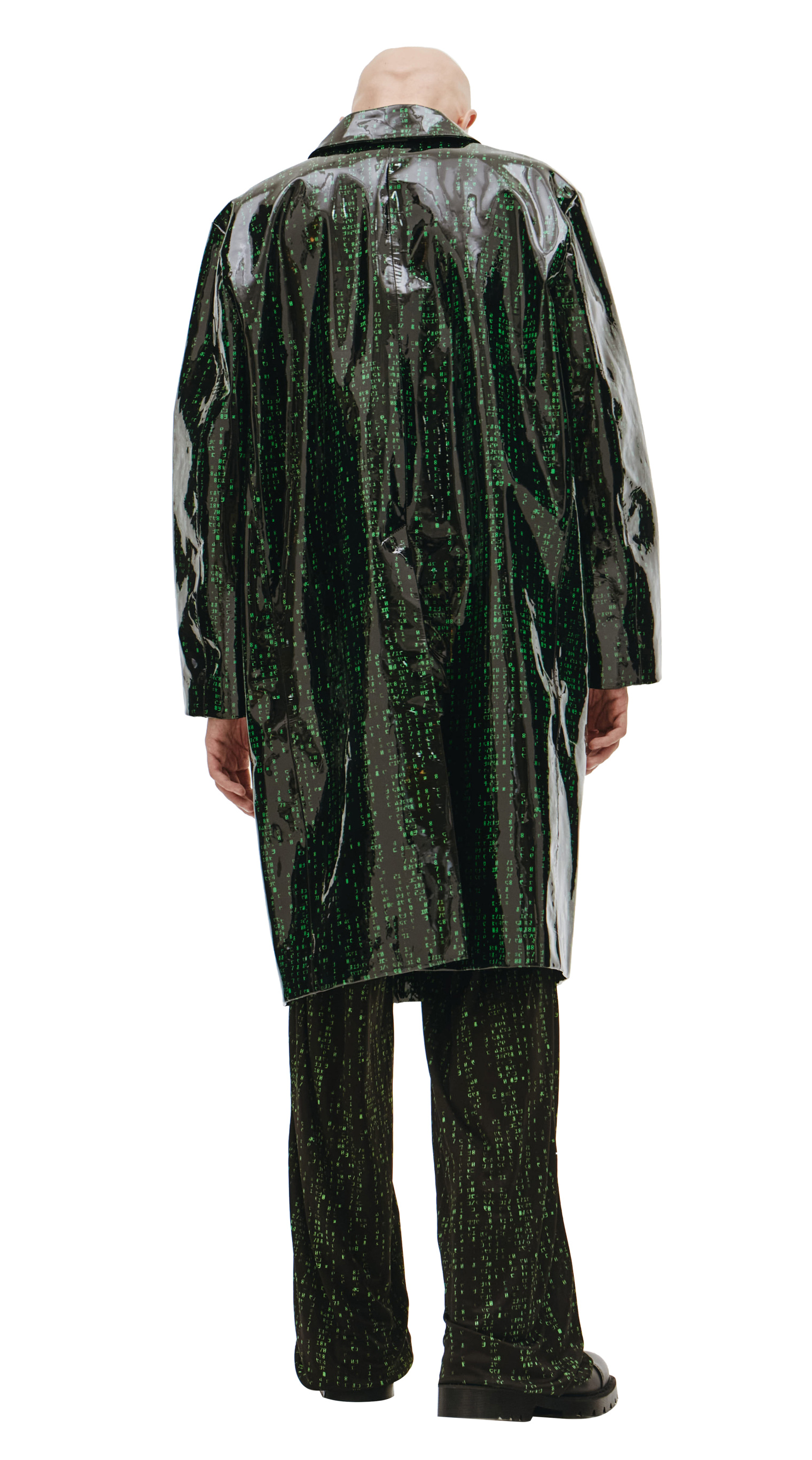 VETEMENTS Лаковое пальто с принтом Матрица