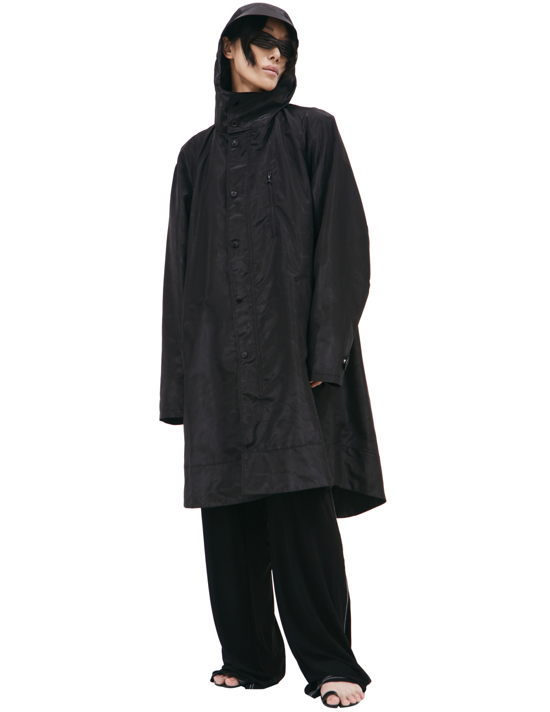 MARINE SERRE Черный дождевик с логотипом