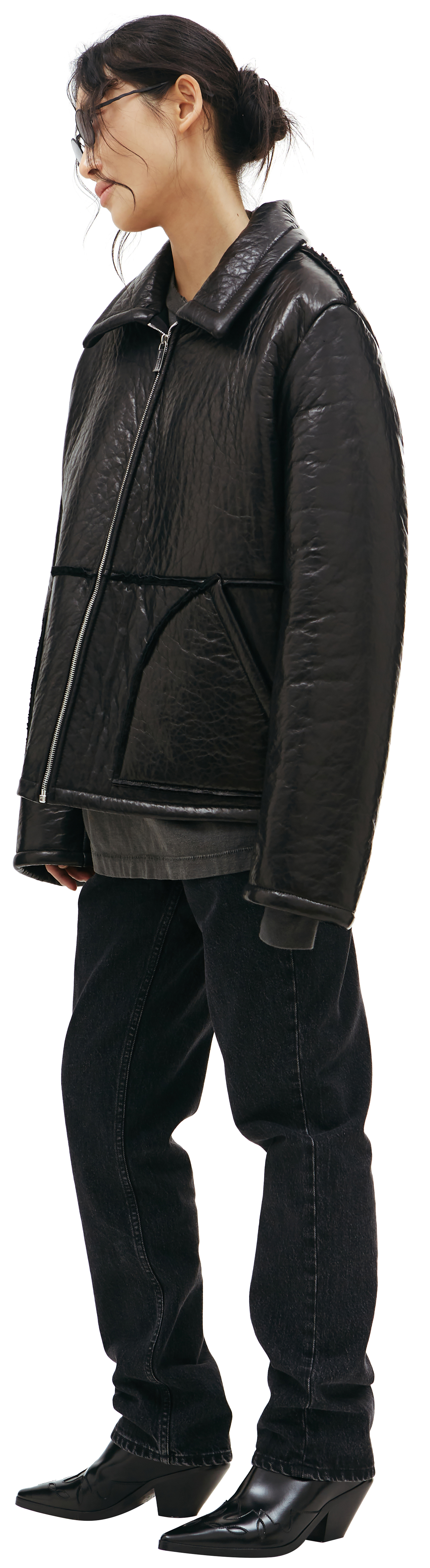 Enfants Riches Déprimés Черная дубленка с накладными карманами