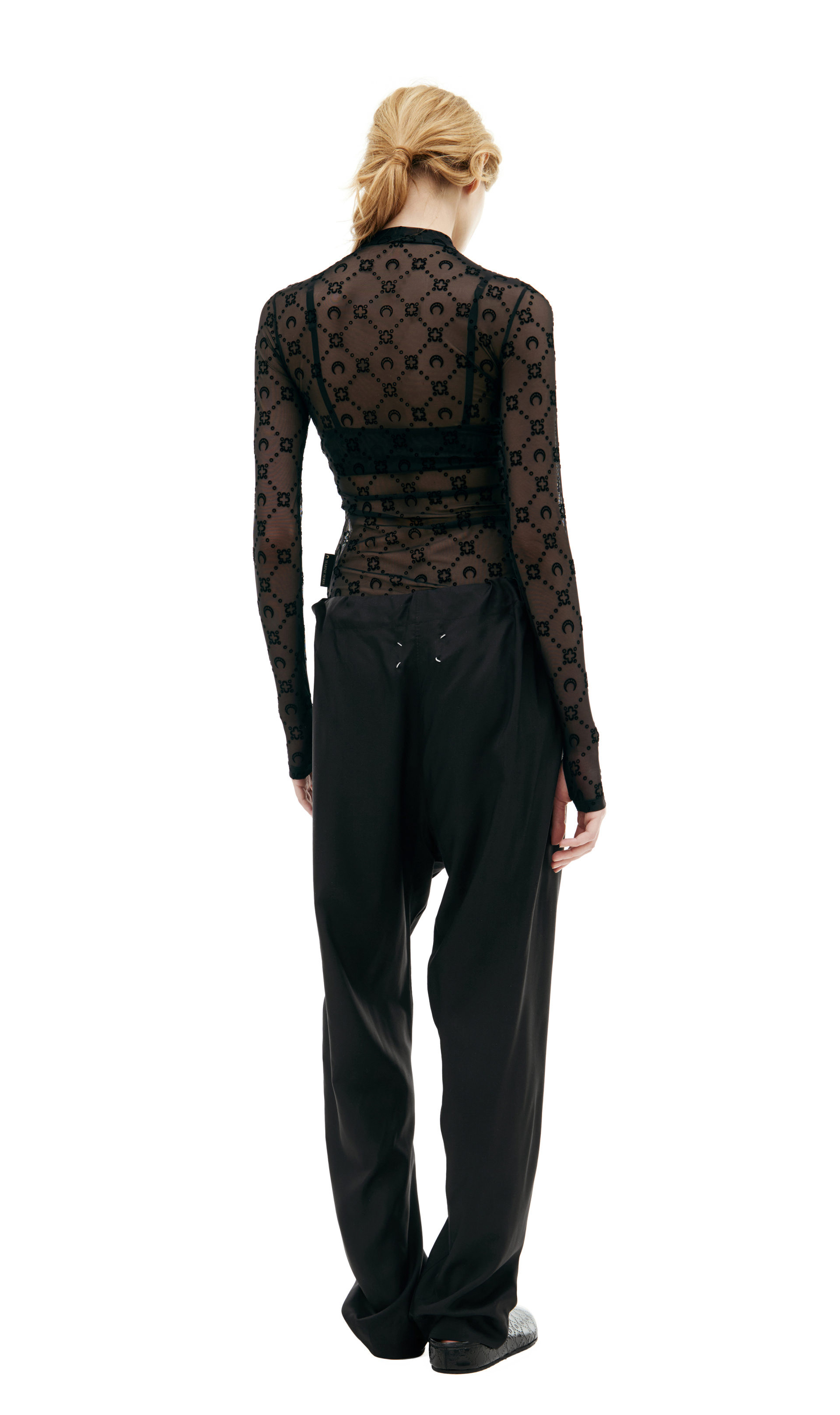 MARINE SERRE Полупрозрачный лонгслив с монограммой