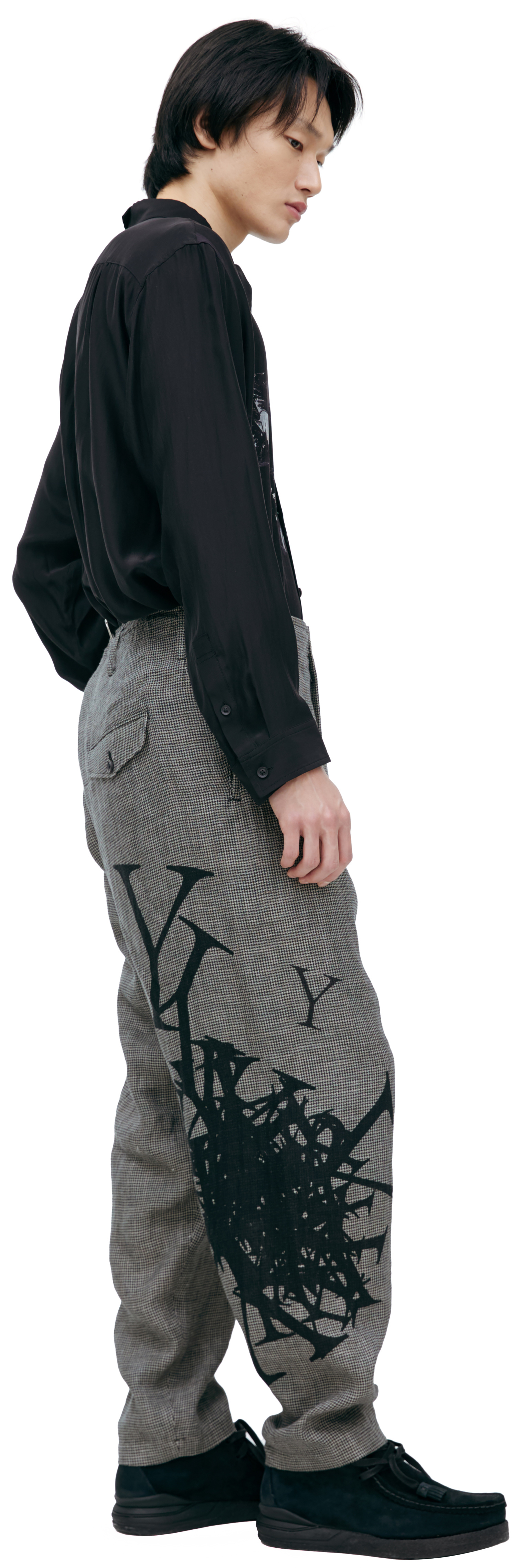 Yohji Yamamoto Серые брюки с логотипом