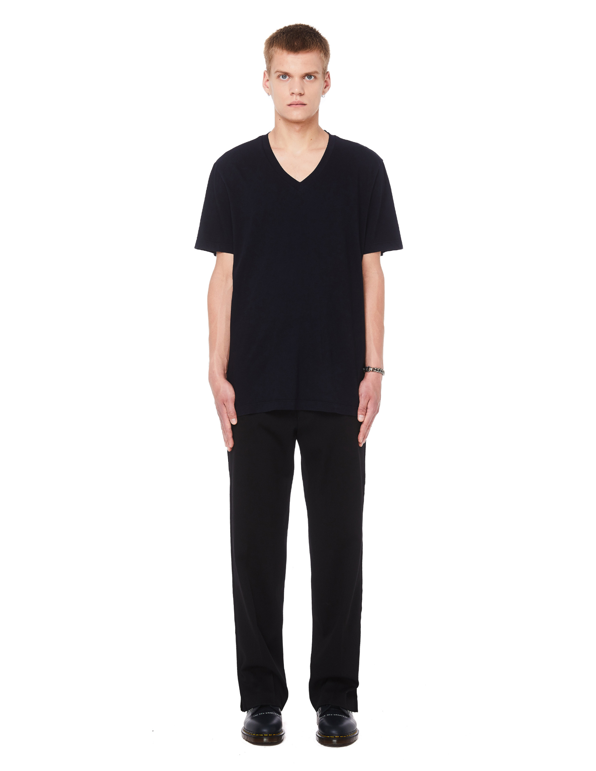 James Perse Темно-синяя футболка из хлопка Supima