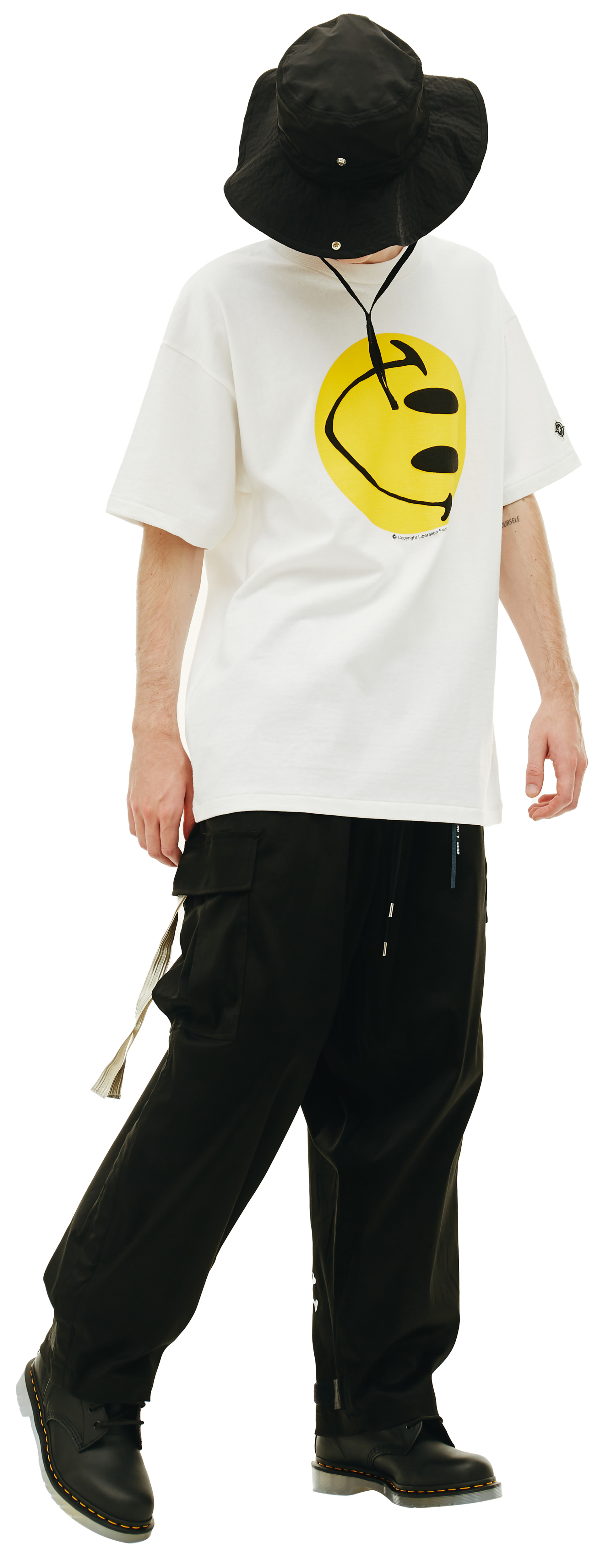 Readymade Футболка-RE-CO-WH-00-00-201 принт смайл на груди, CLF на спине, белый